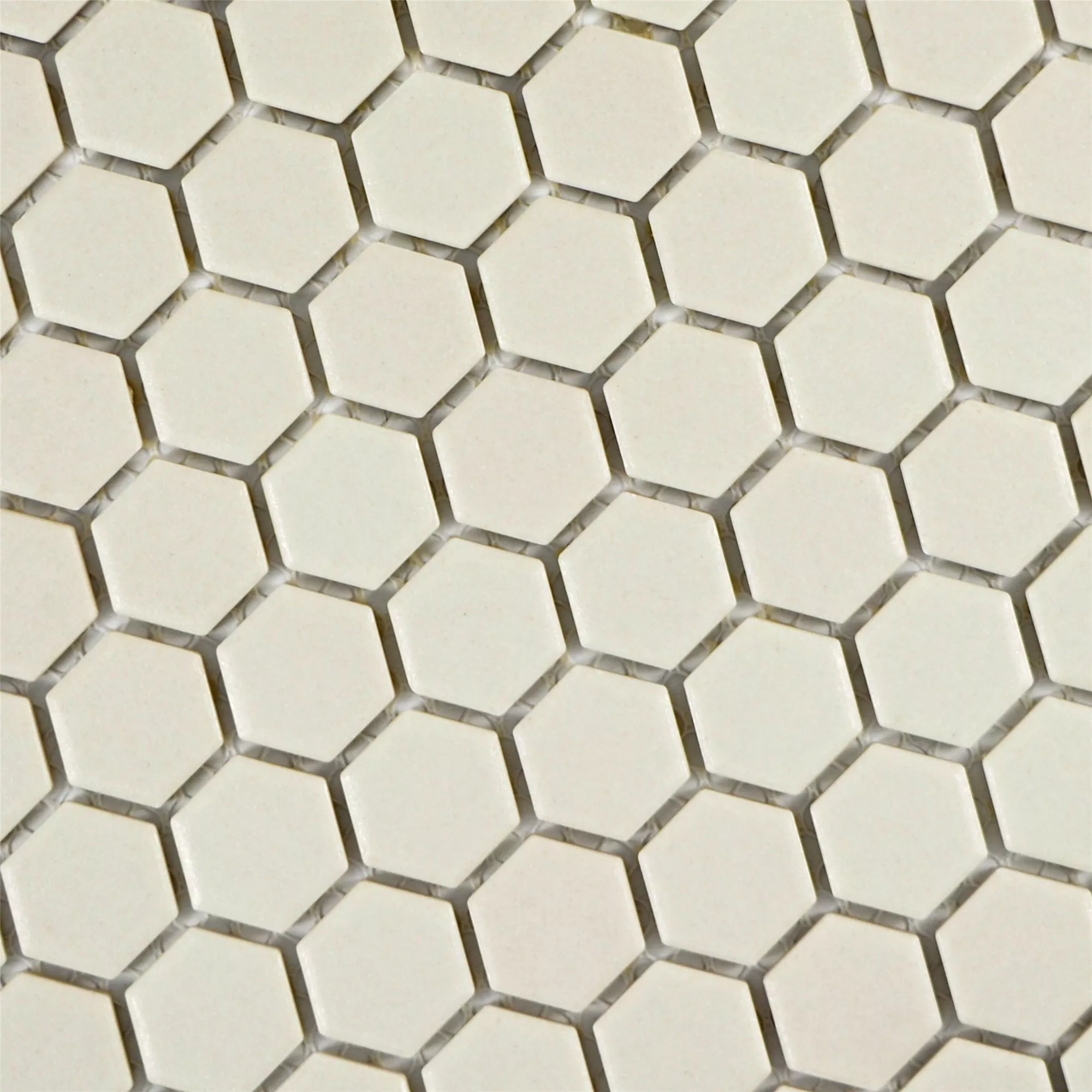 Ceramic Mosaic Tiles Hexagon Zeinal Unglazed Light Beige R10B