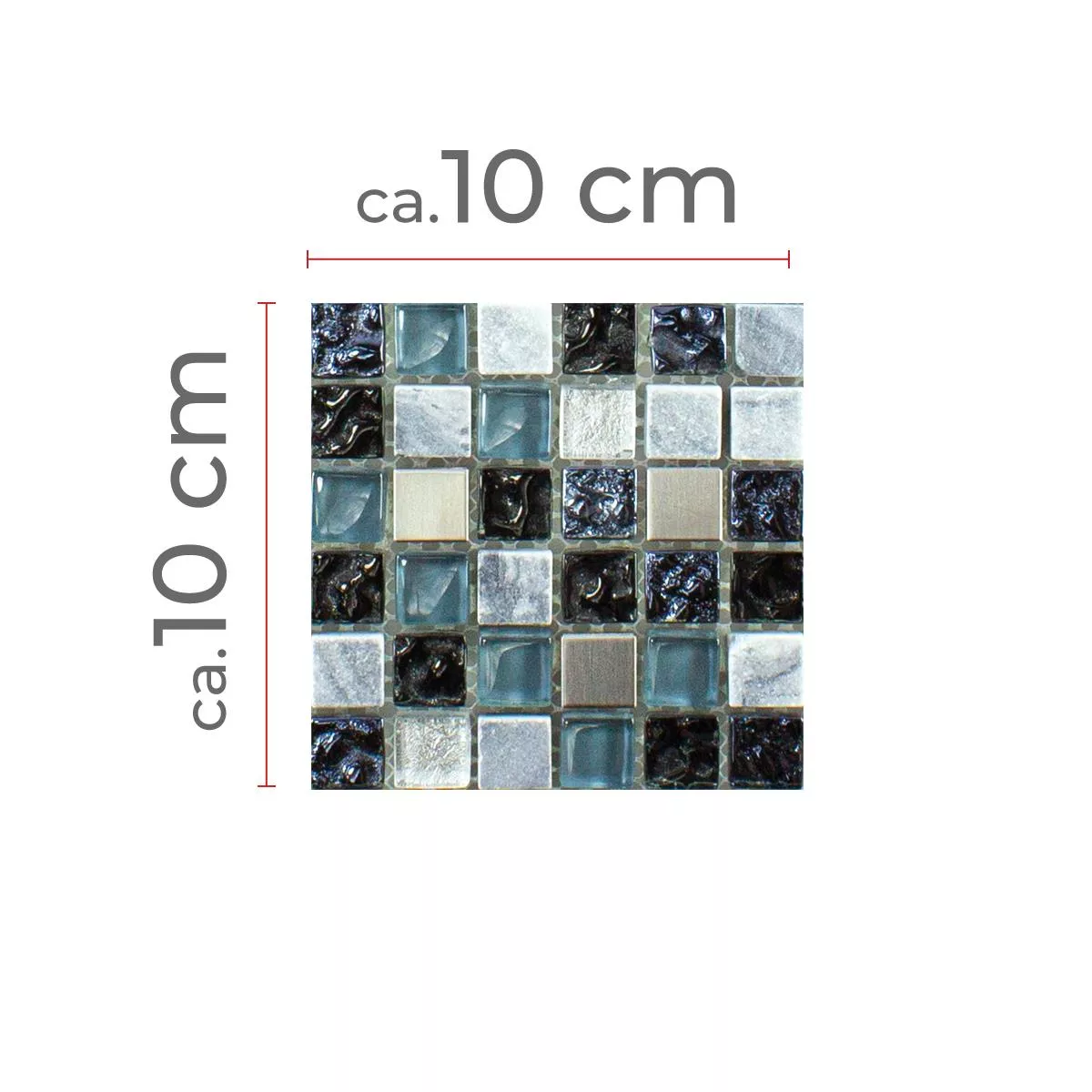 Sample Glass Natural Stone Stainless Steel Mosaic Dysart Grey Blue Silver