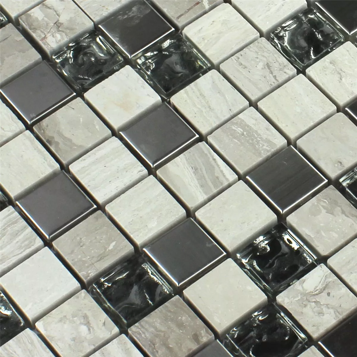 Sample Mosaic Tiles Glass Stainless Steel Grey