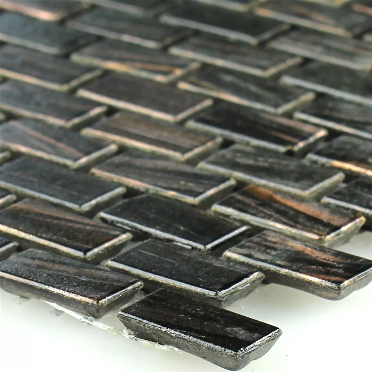 Sample Mosaic Tiles Glass Goldstar Brown Mini Brick