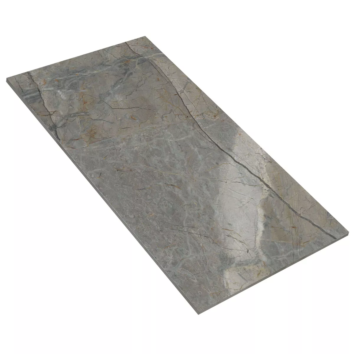 Floor Tiles Ancona Marble Optic Grey Polished Glossy 60x120cm