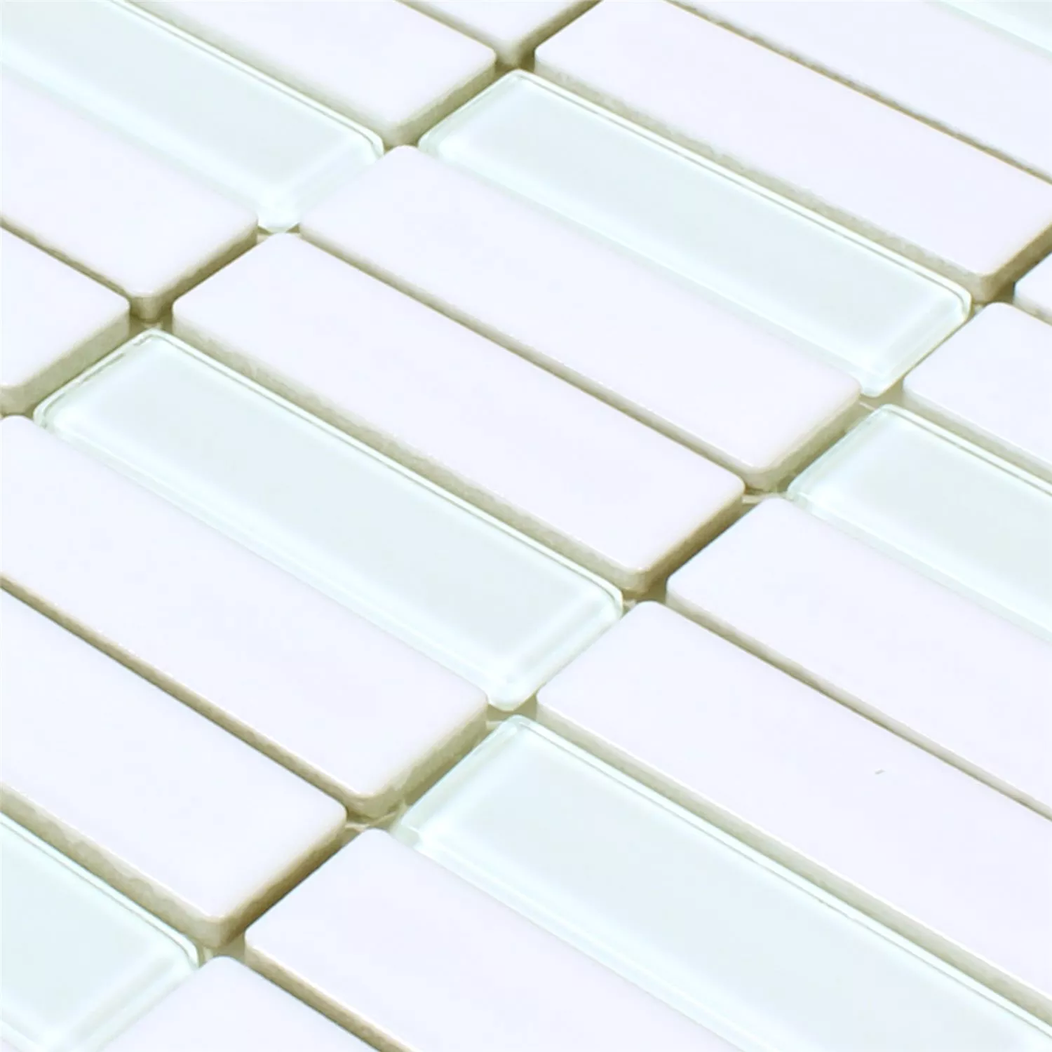 Sample Ceramic Glass Mosaic Tiles Romana White Mat