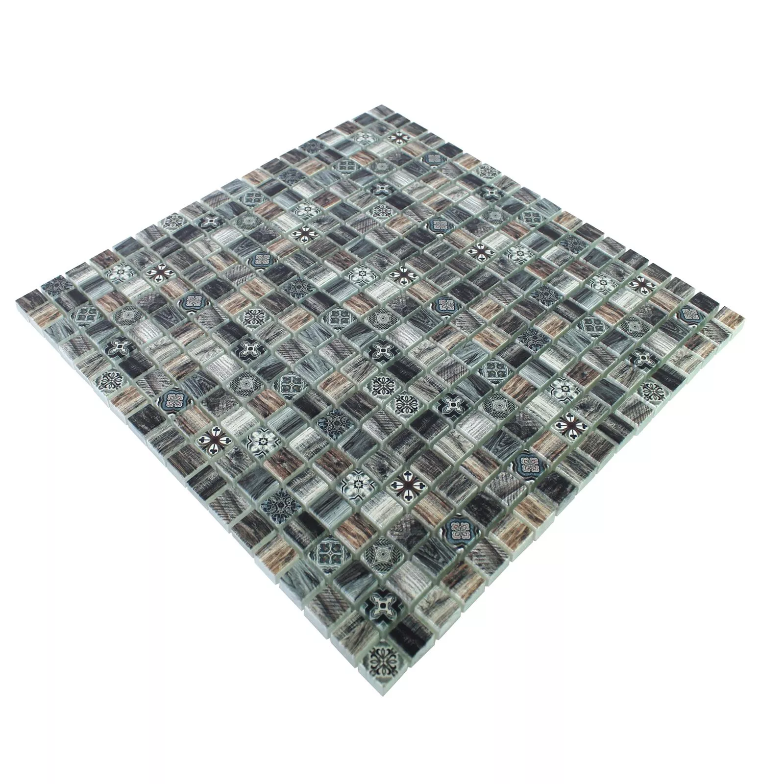 Glass Mosaic Wood Optic Tiles Vision Dark Brown