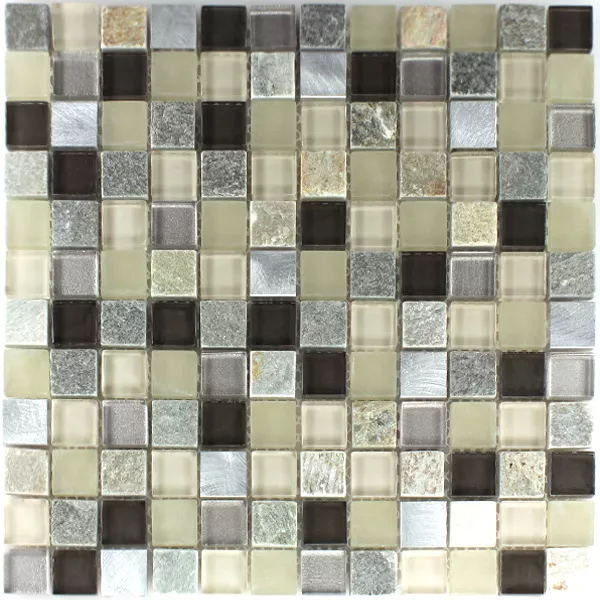 Sample Mosaic Tiles Aluminium Glass Natural Stone Quartzite