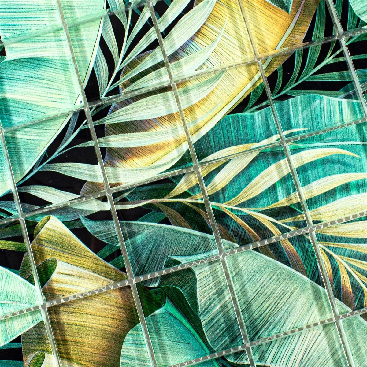 Sample Glass Mosaic Tiles Pittsburg Flower Optics Green Brown