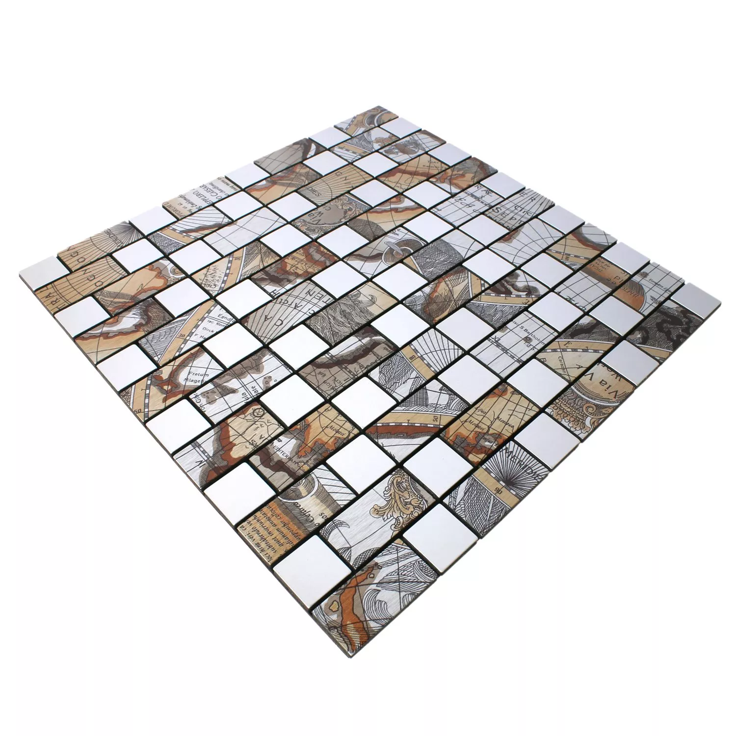 Mosaic Tiles Metal Self Adhesive Pinta  Silver Rectangle