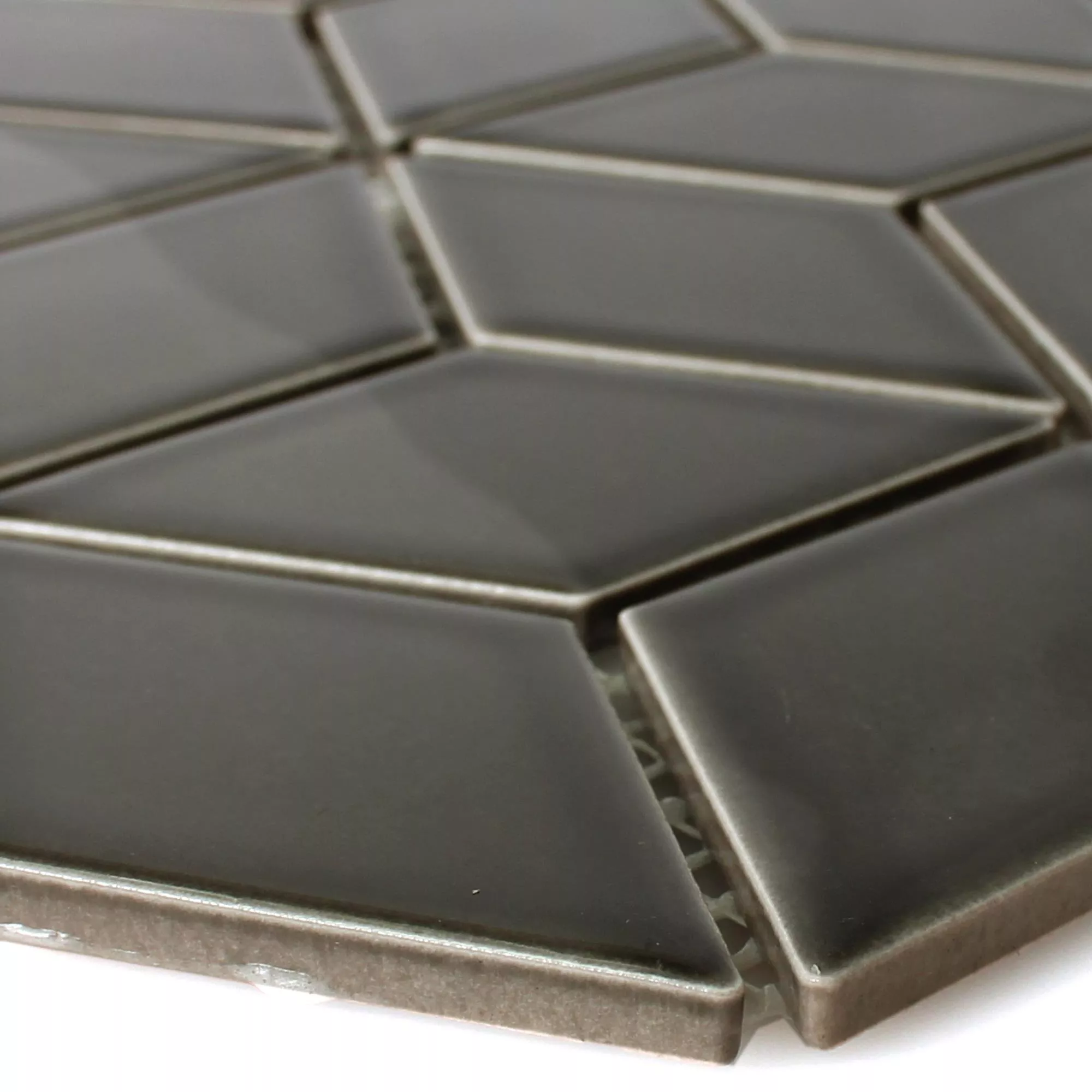 Sample Ceramic Mosaic Tiles Cavalier 3D Cube Black Glossy