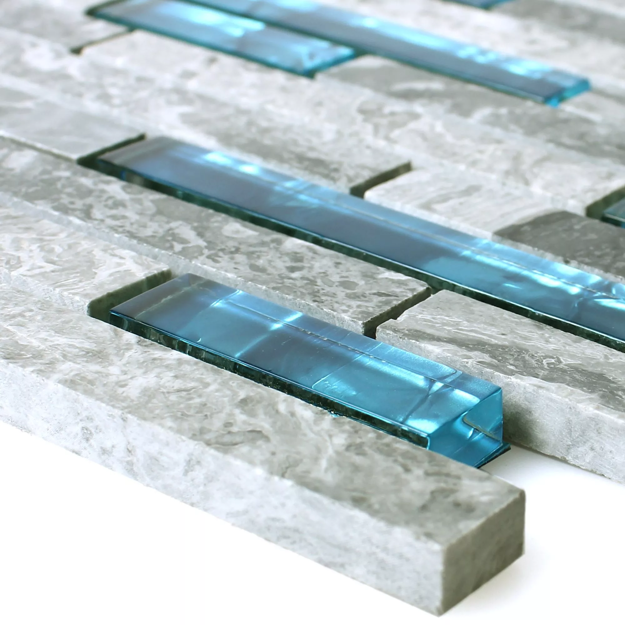 Sample Glass Mosaic Natural Stone Tiles Sinop Grey Blue