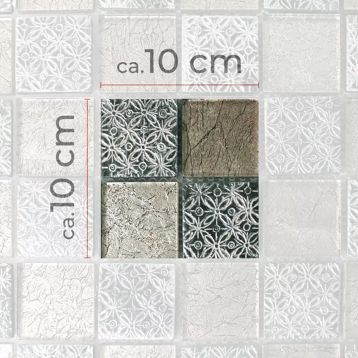 Sample Mosaic Tiles Glass Natural Stone Resin Friesia Silver