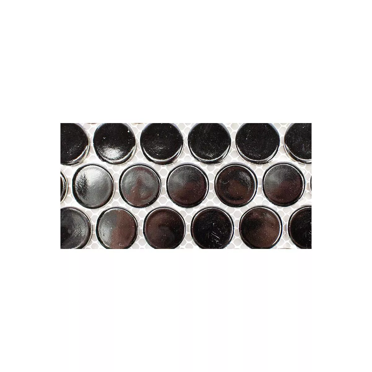 Sample Ceramic Button Mosaic Tiles Harlingen Black Glossy