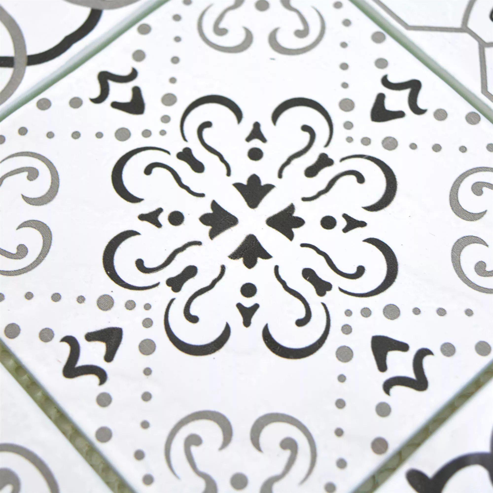 Sample Glass Mosaic Tiles Starlite Retro Black White 