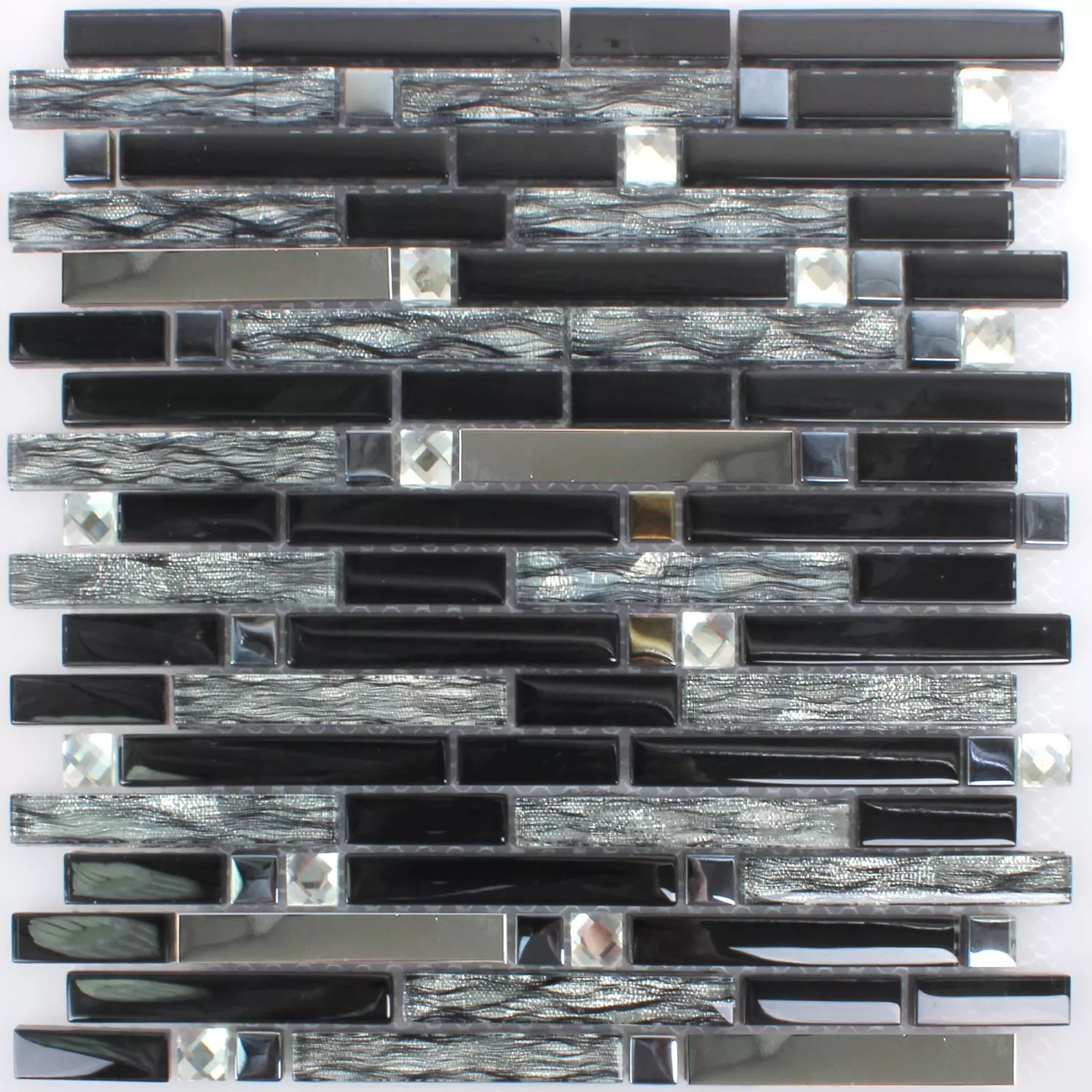 Mosaic Tiles Glass Metal Latoya Silver Black