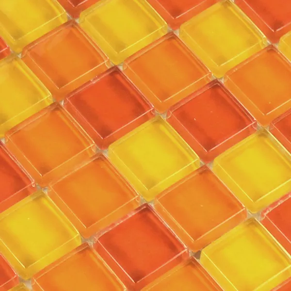 Mosaic Tiles Glass Yellow Orange Red 25x25x8mm