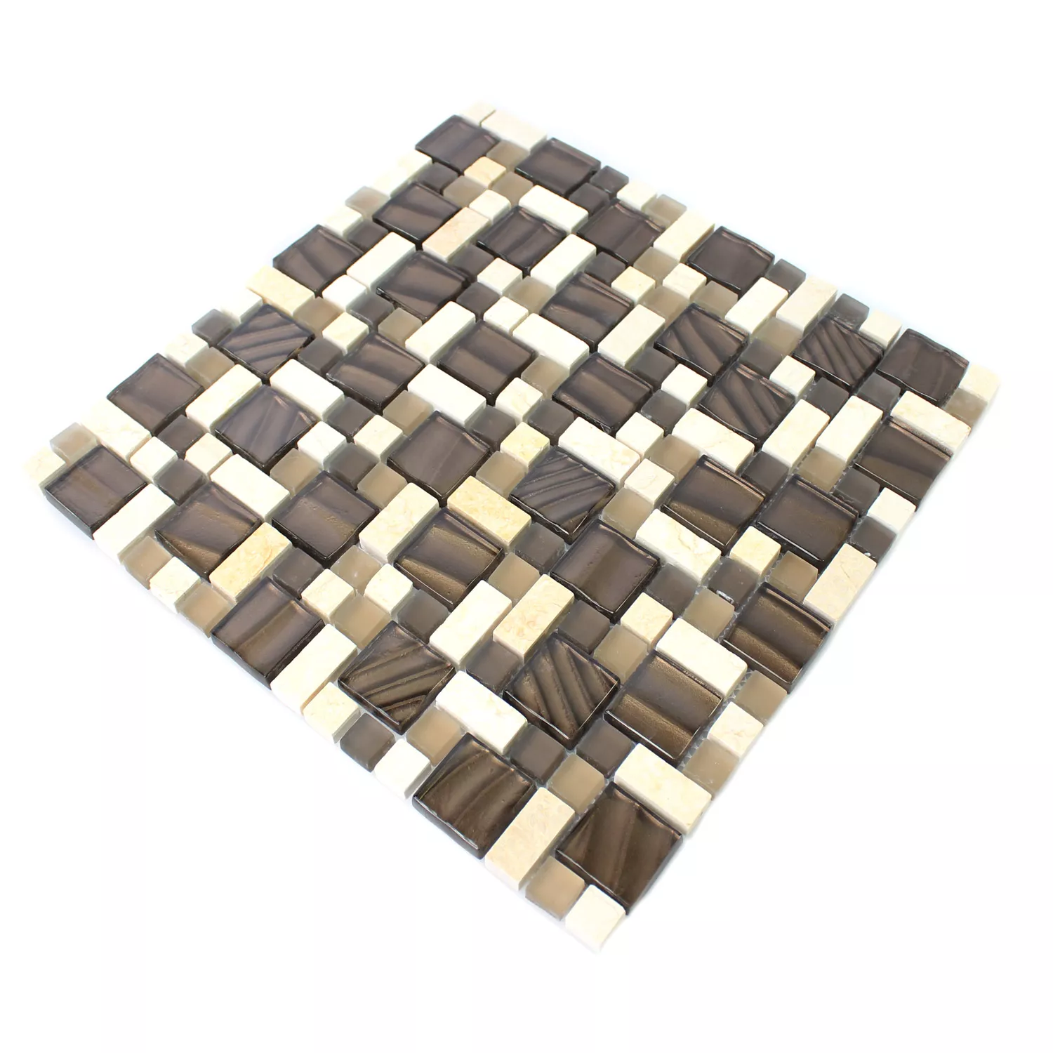 Sample Mosaic Tiles Glass Natural Stone Brown Beige