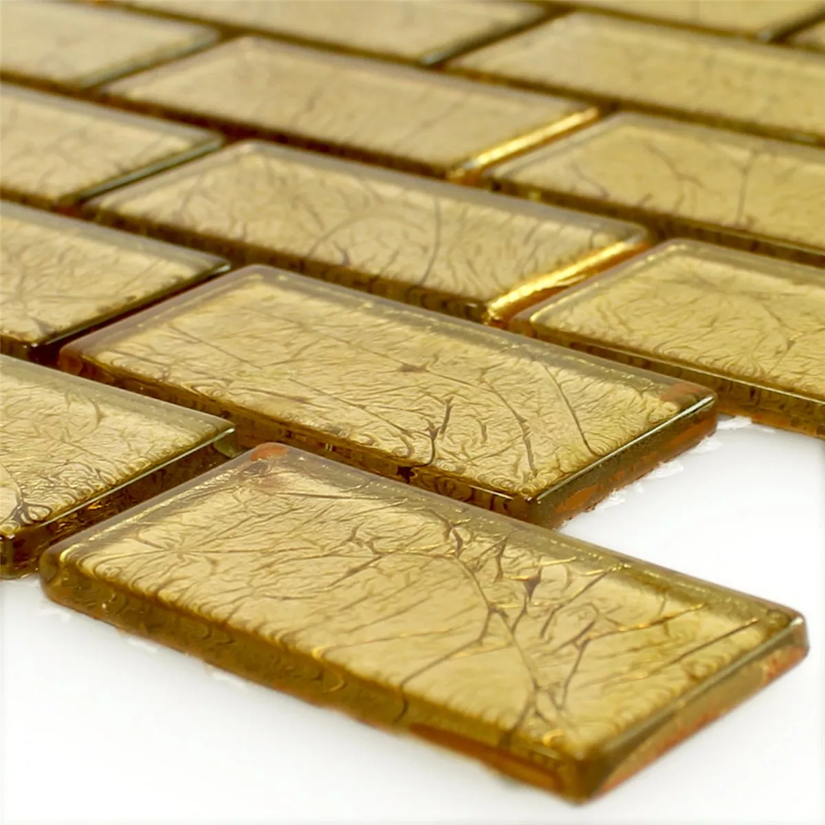 Mosaic Tiles Glass Brick Crystal Gold Structured