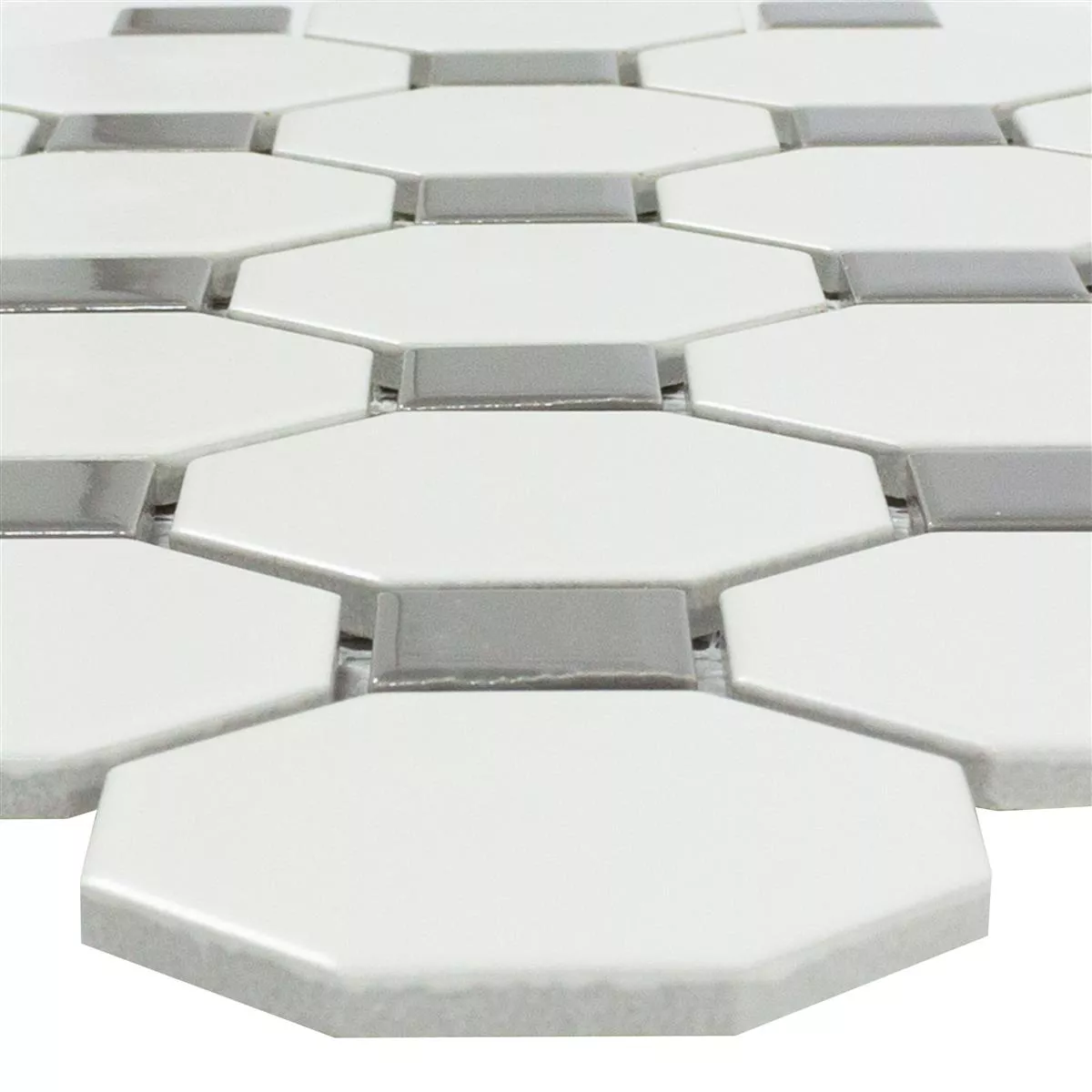 Sample Mosaic Tiles Ceramic Octagon Navajo Blanc