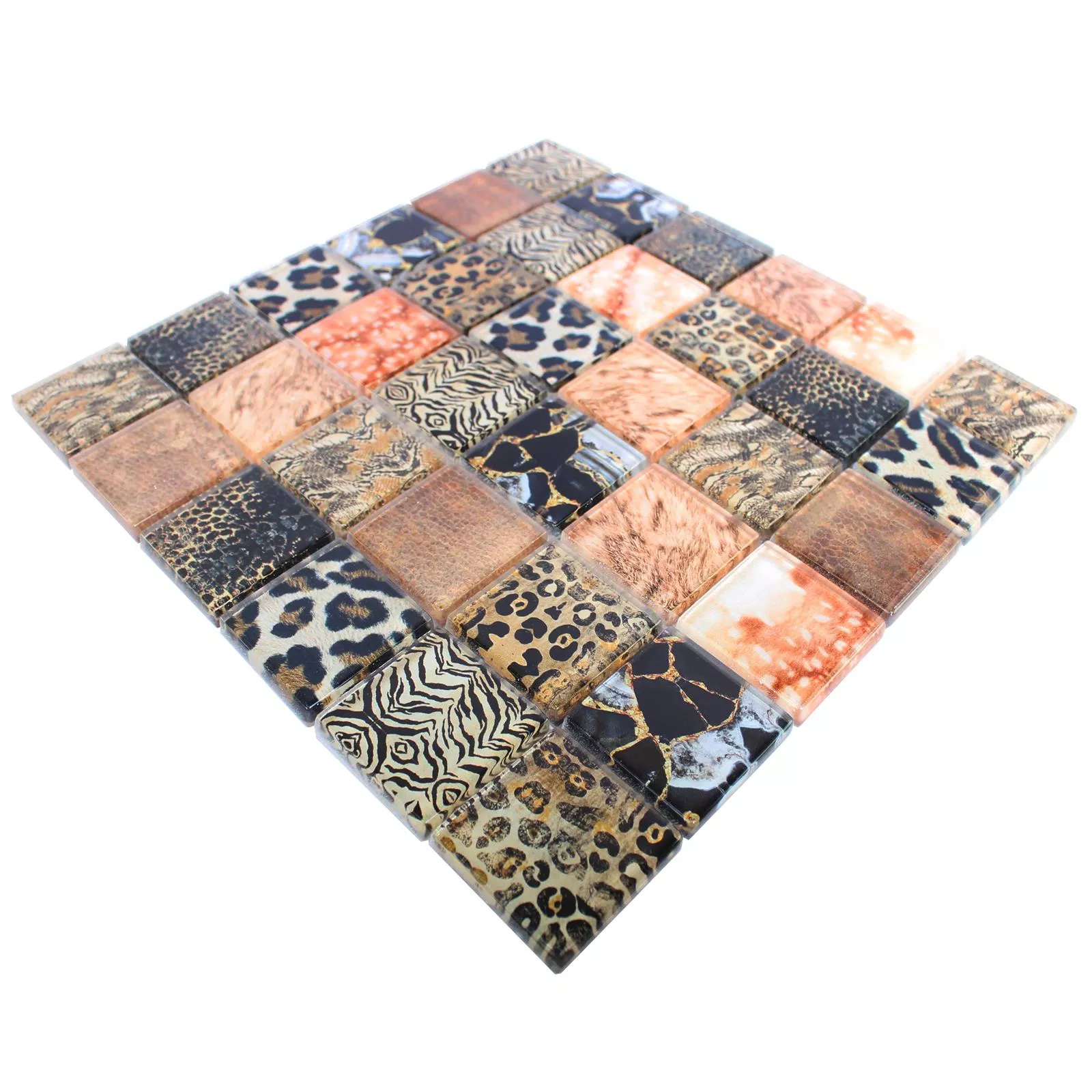 Glass Mosaic Tiles Safari Black Beige