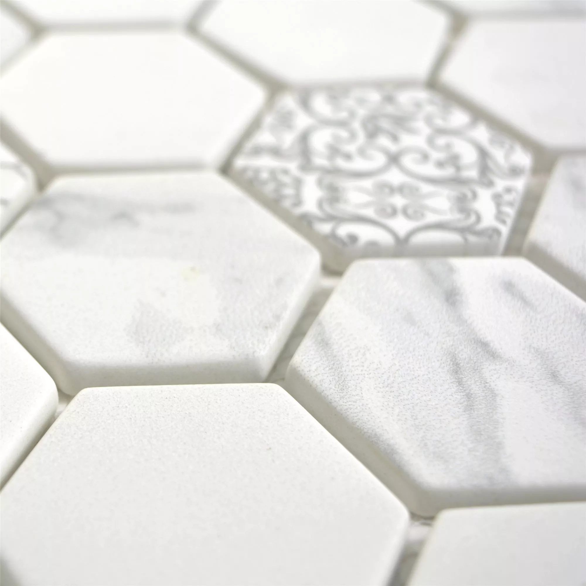 Glass Mosaic Tiles Acapella Carrara Hexagon