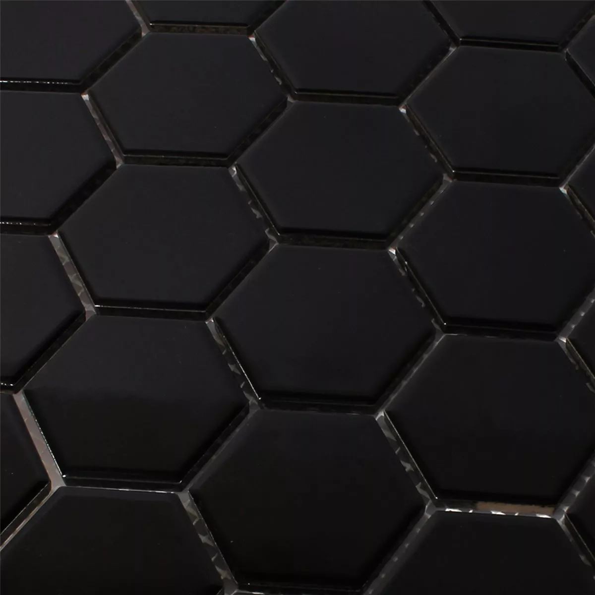 Mosaic Tiles Ceramic Hexagon Black Glossy
