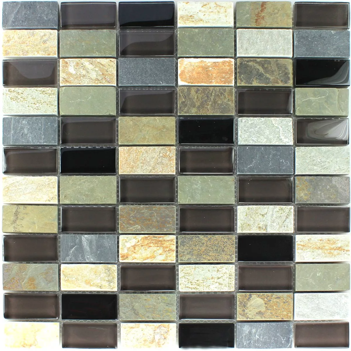 Sample Mosaic Tiles Glass Marble Brown Mix 