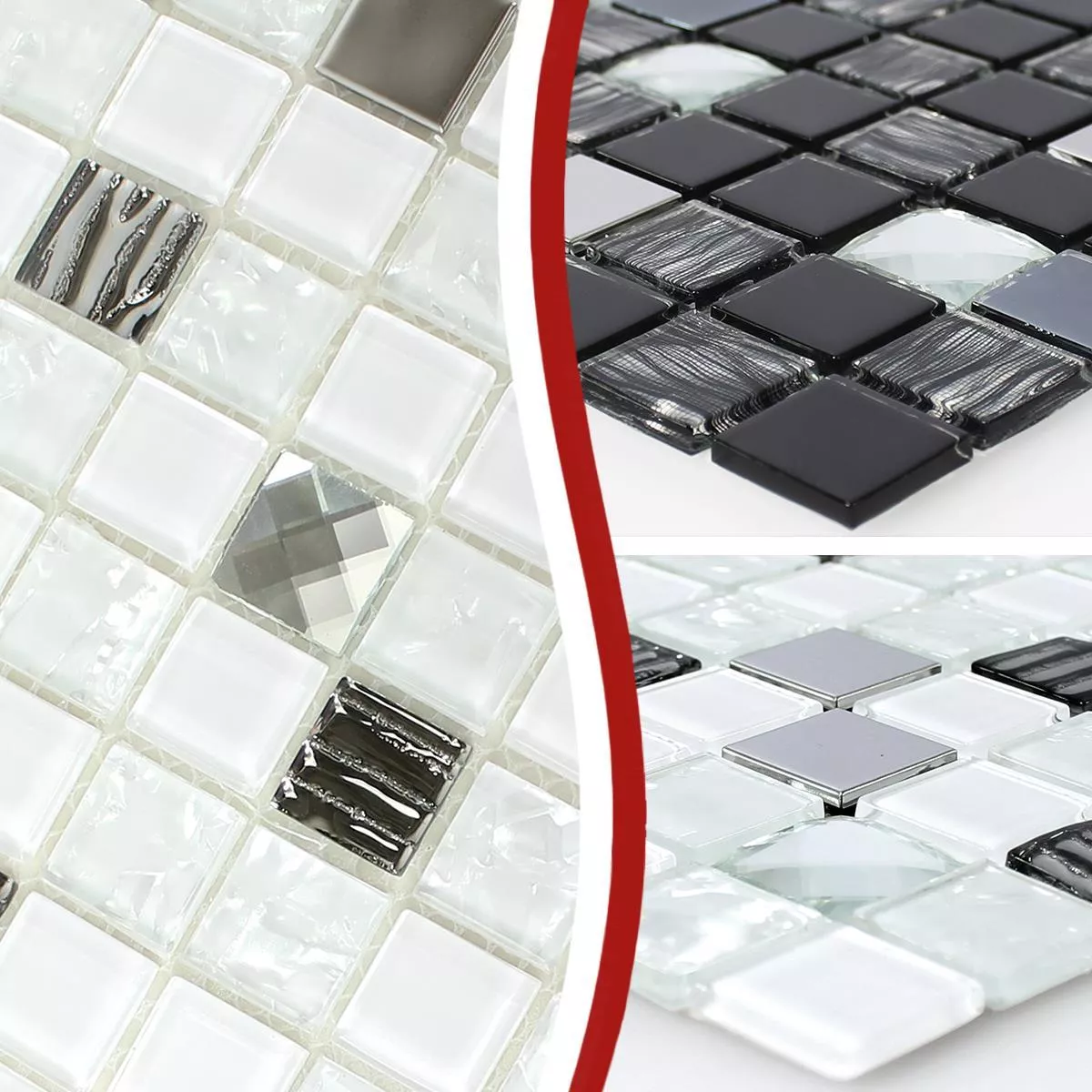 Mosaic Tiles Glass Stainless Steel Amasya Self Adhesive