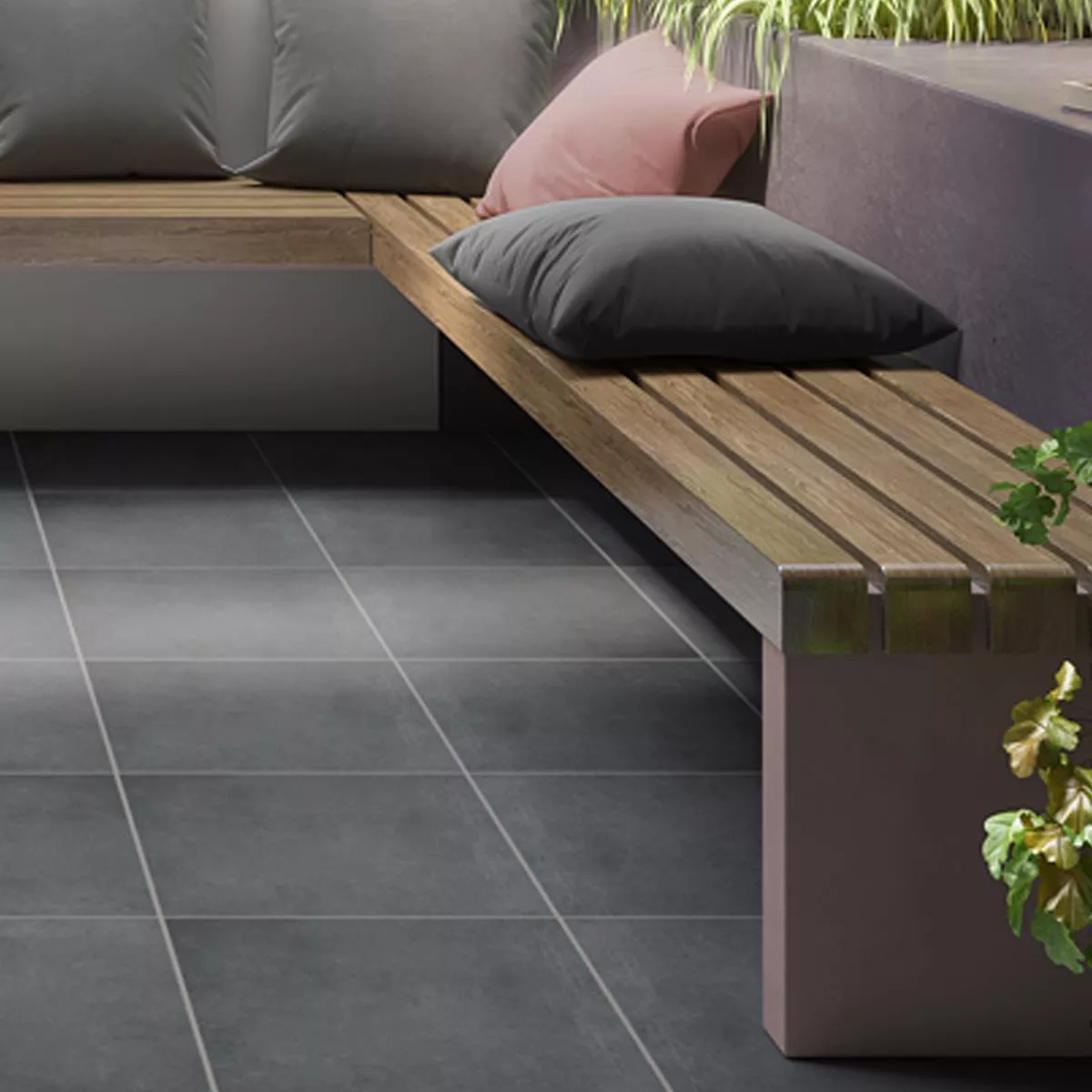 Terrace Tiles Porcelain Stoneware Herzford Anthracite 100x100x2cm