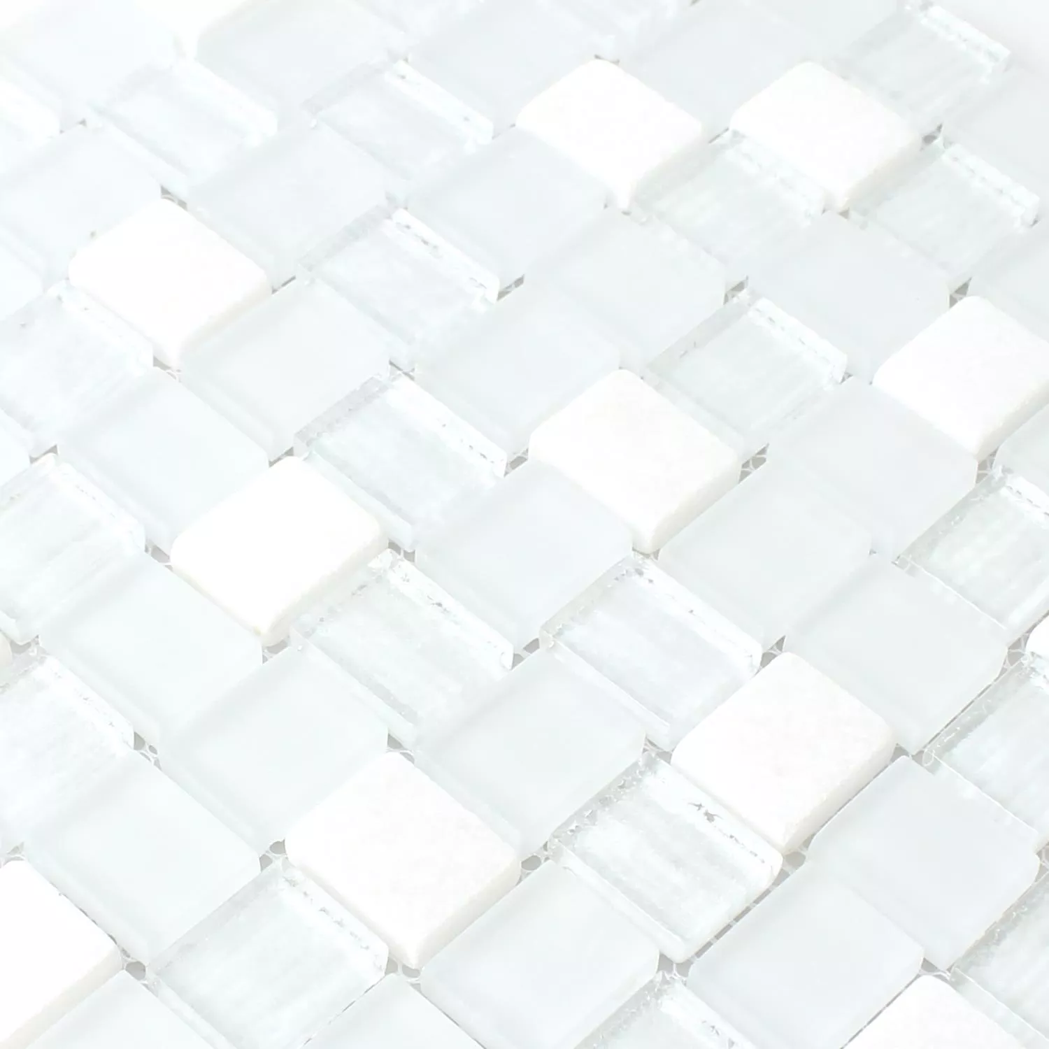 Mosaic Tiles Glass Natural Stone White