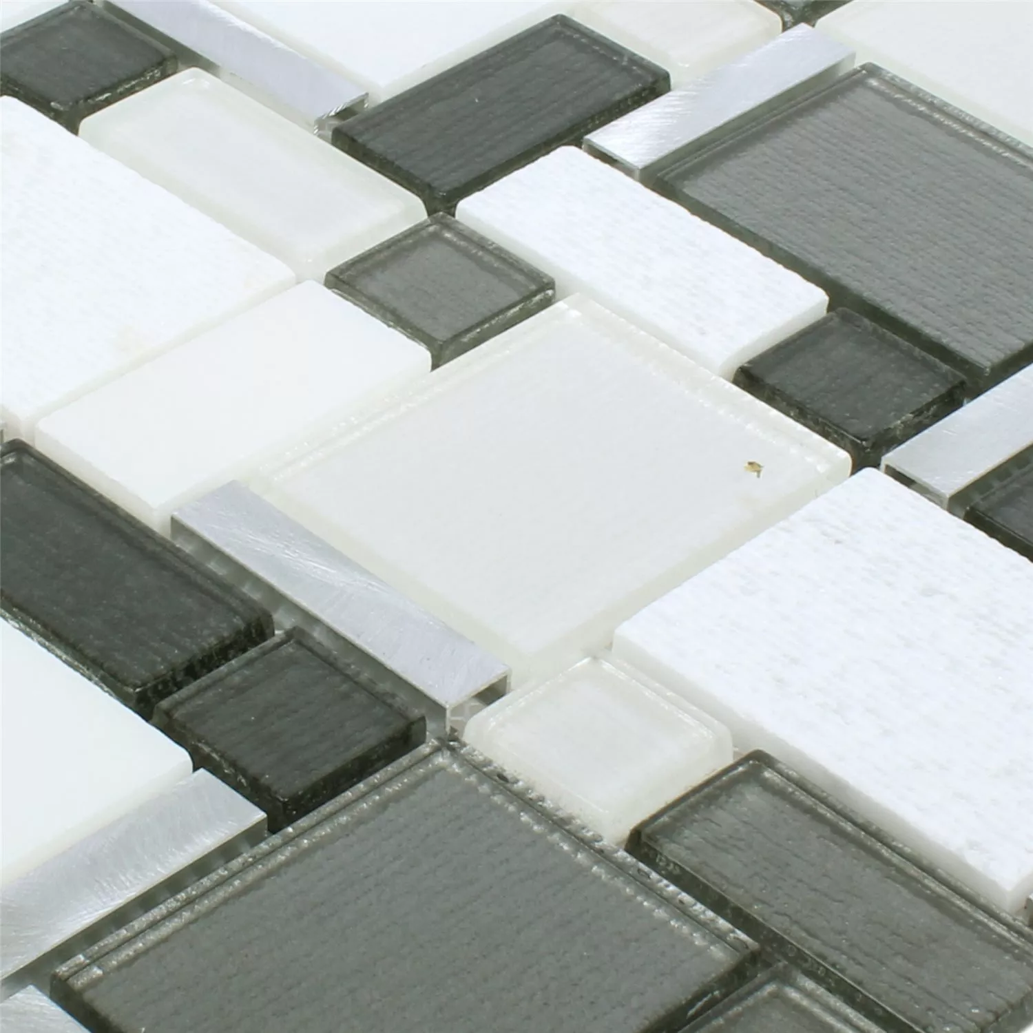 Mosaic Tiles Material Mix Echo White Grey