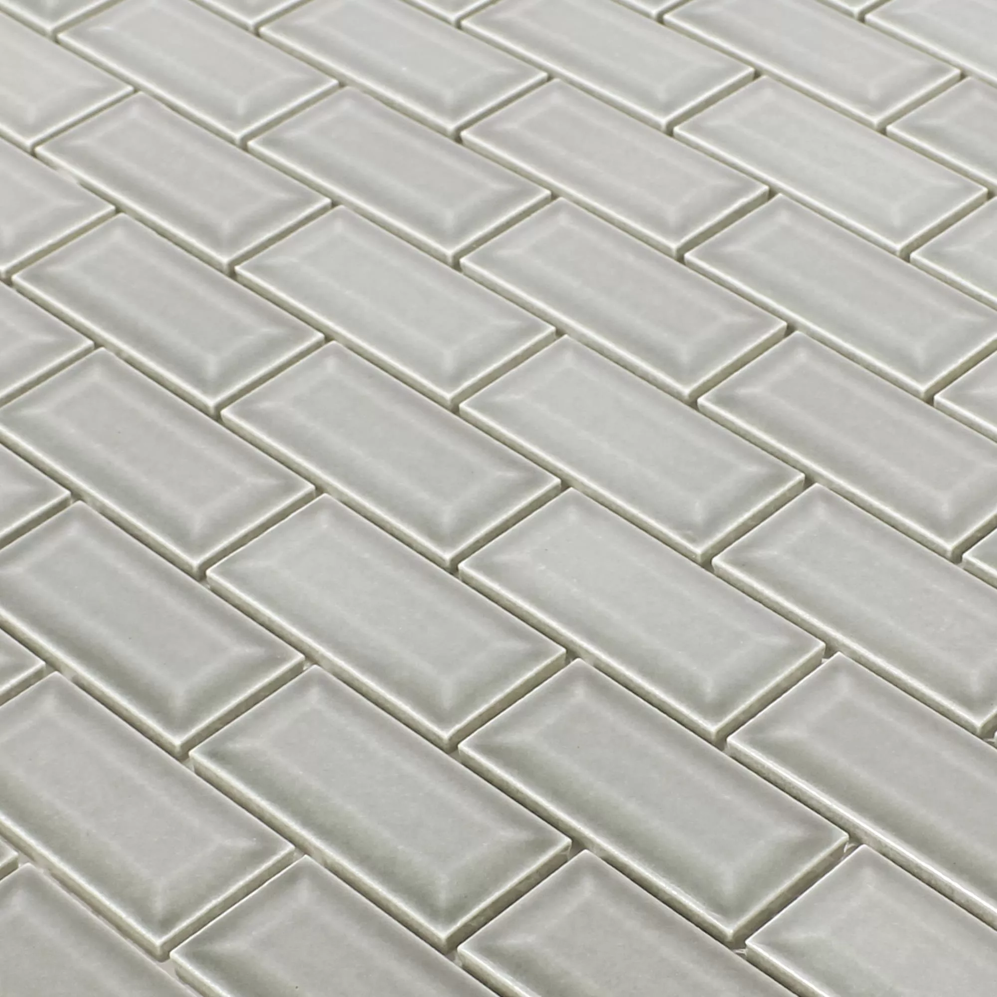 Ceramic Mosaic Metro Facet Picton Light Grey Glossy
