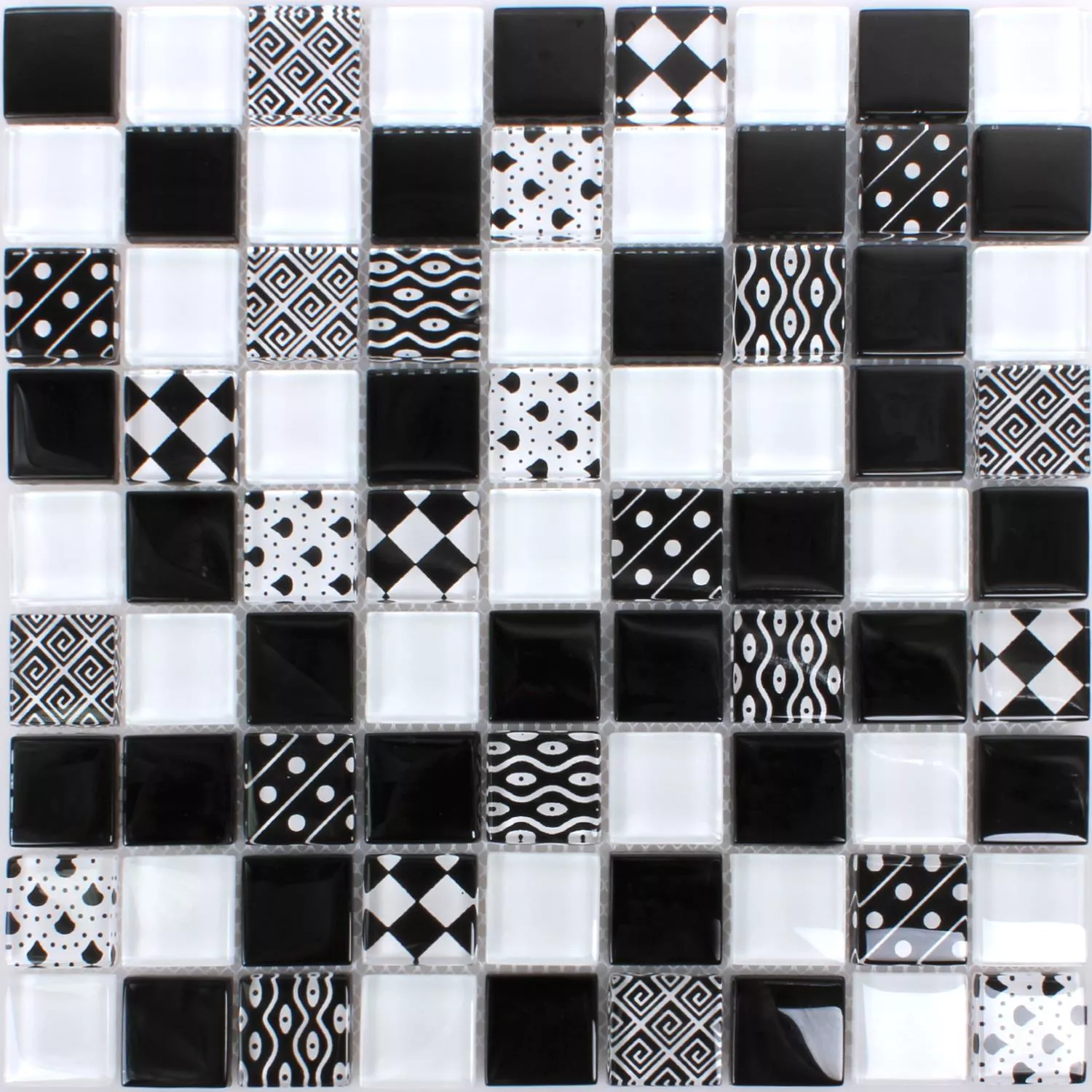 Sample Mosaic Tiles Glass Cinderella Black White