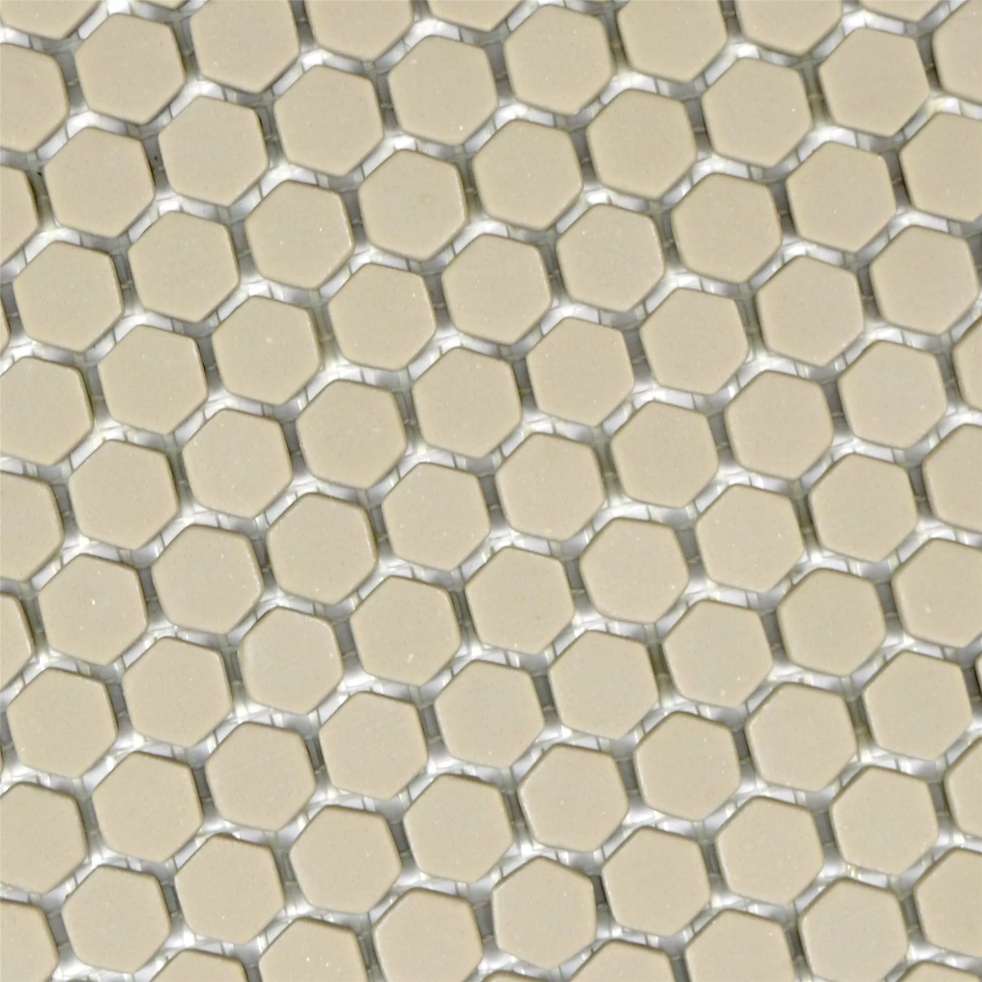 Sample Glass Mosaic Tiles Kassandra Hexagon Cream Mat