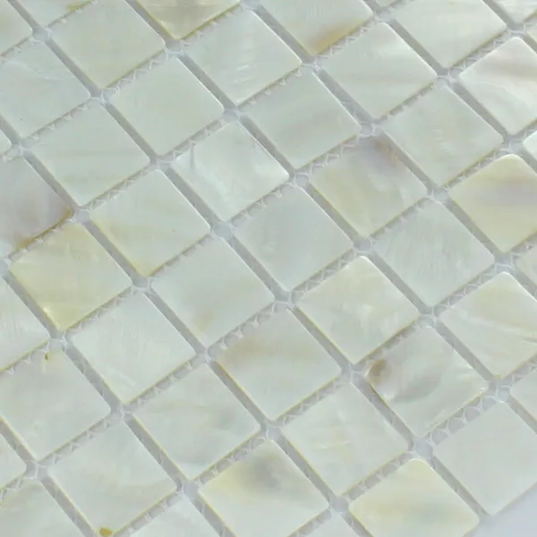Sample Mosaic Tiles Glass Nacre Effect  White
