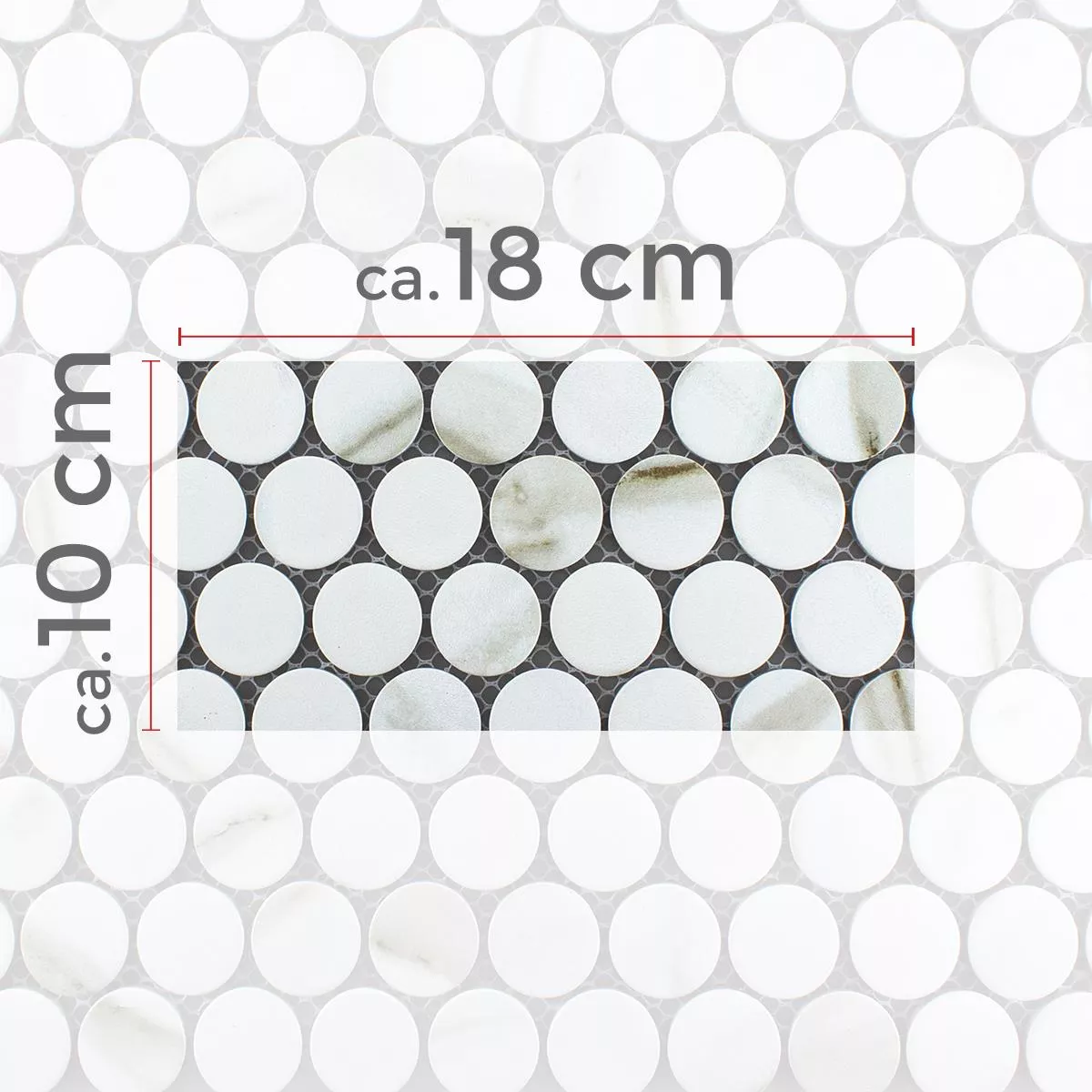 Sample Ceramic Button Round Mosaic Tiles Hunter Calacatta