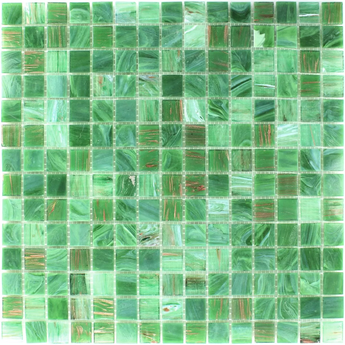 Glass Effect Mosaic Tiles Gold Star Green
