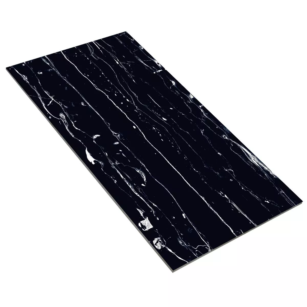 Floor Tiles Corinaldo Marble Optic Black Glossy Polished 60x120cm