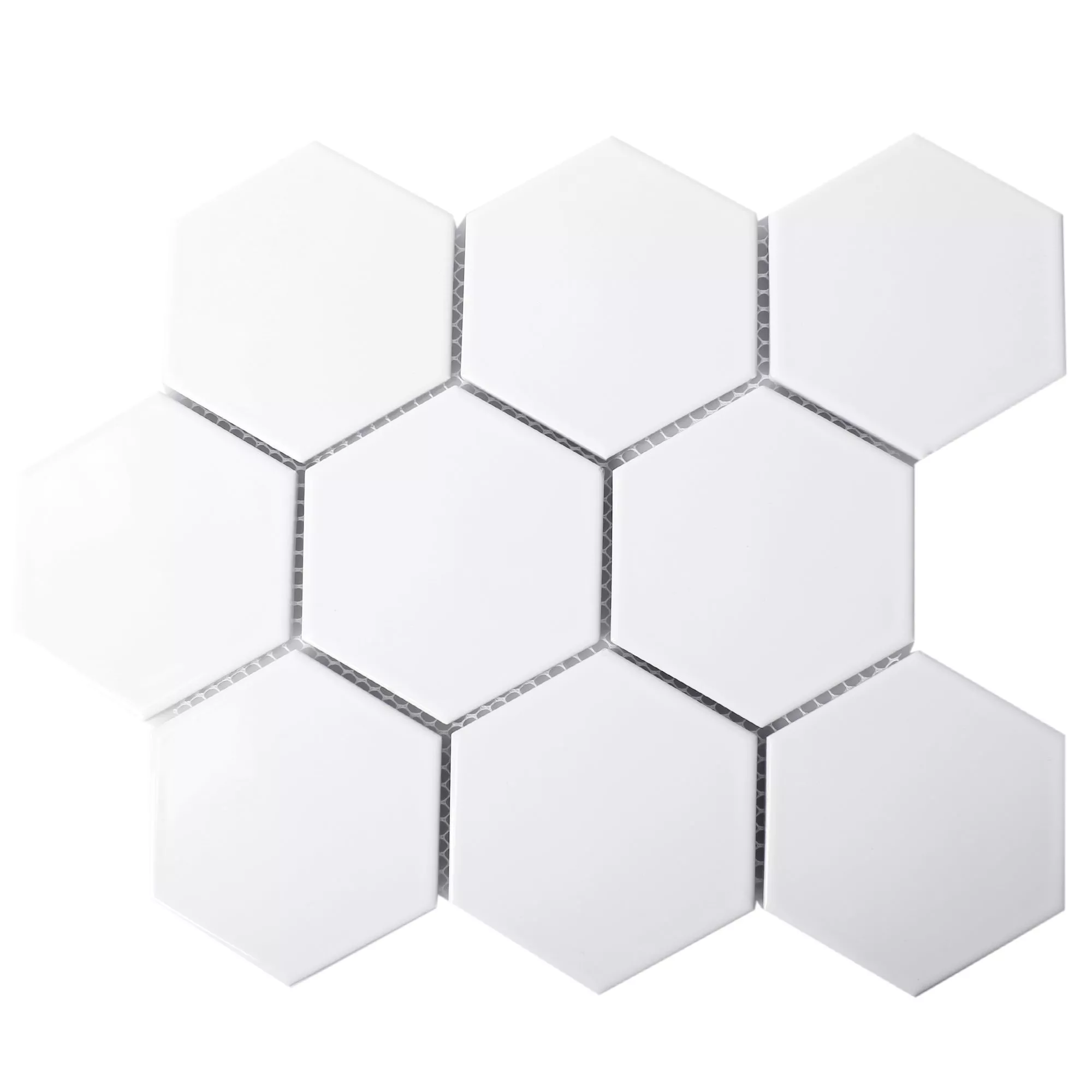 Sample Ceramic Mosaic Tiles Hexagon Salamanca White Mat H95