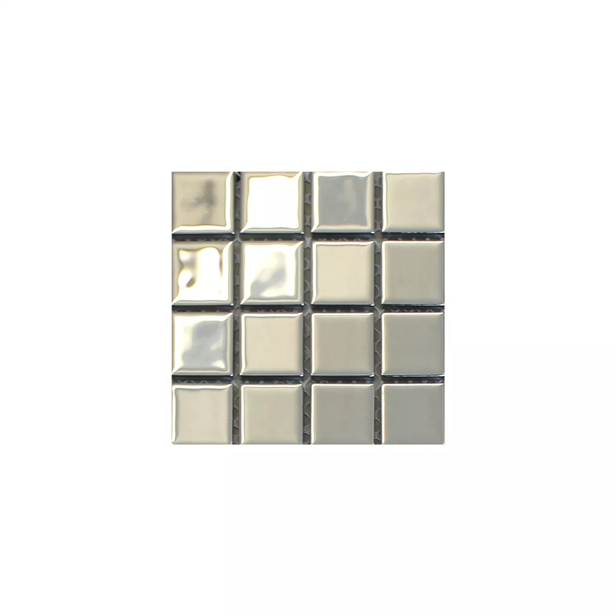 Sample Mosaic Tiles Glass Silver Uni 25x25x4mm