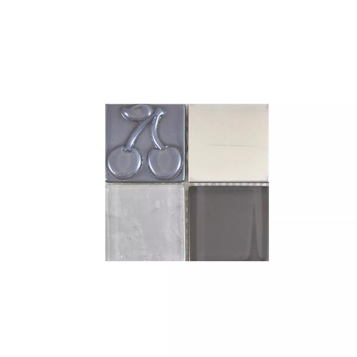 Sample Glass Stainless Steel Natural Stone Mosaic Emporia Grey Silver