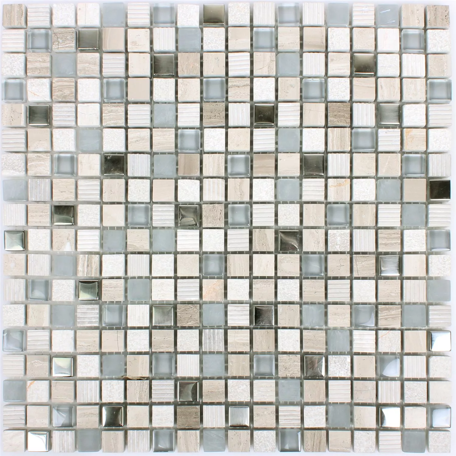 Sample Mosaic Tiles Venzona Light Grey Silver