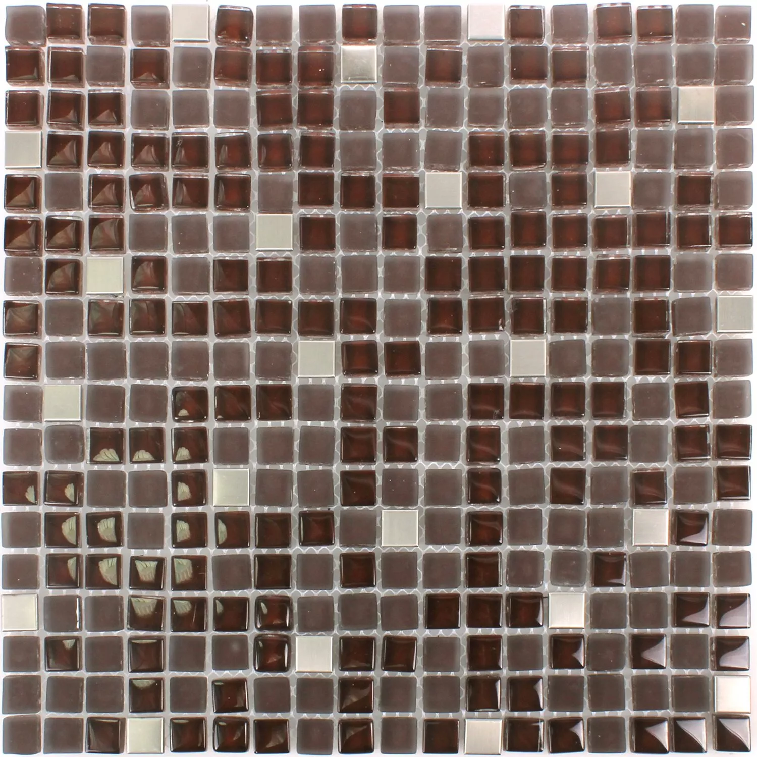 Sample Mosaic Tiles Rotterdam Stainless Steel Glass Mix Brown Silver
