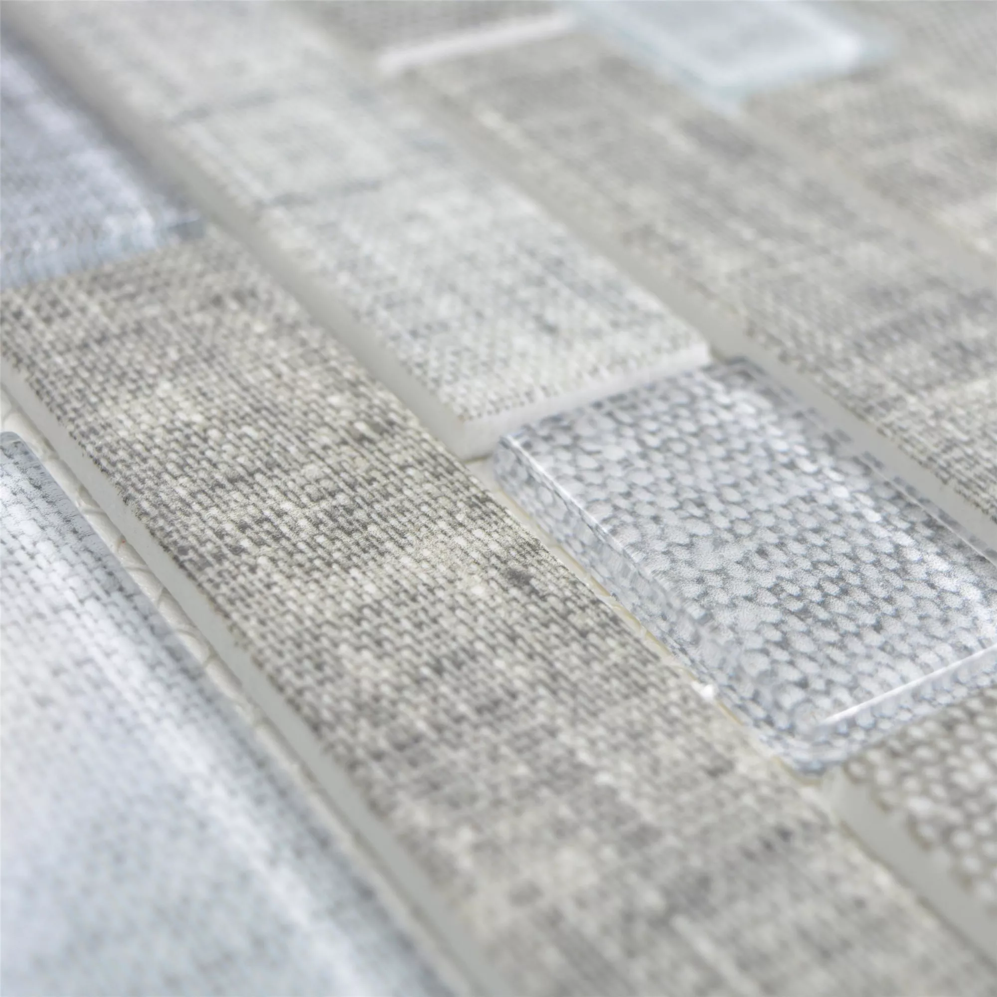 Glass Mosaic Tiles Lyonel Textile Optic Brick Grey