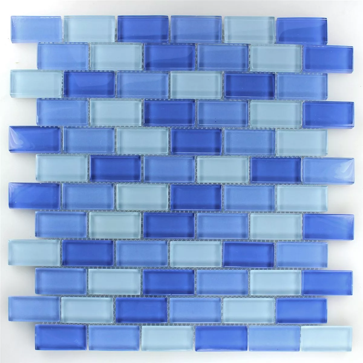 Mosaic Tiles Glass Brick Light Blue Mix 25x50x8mm