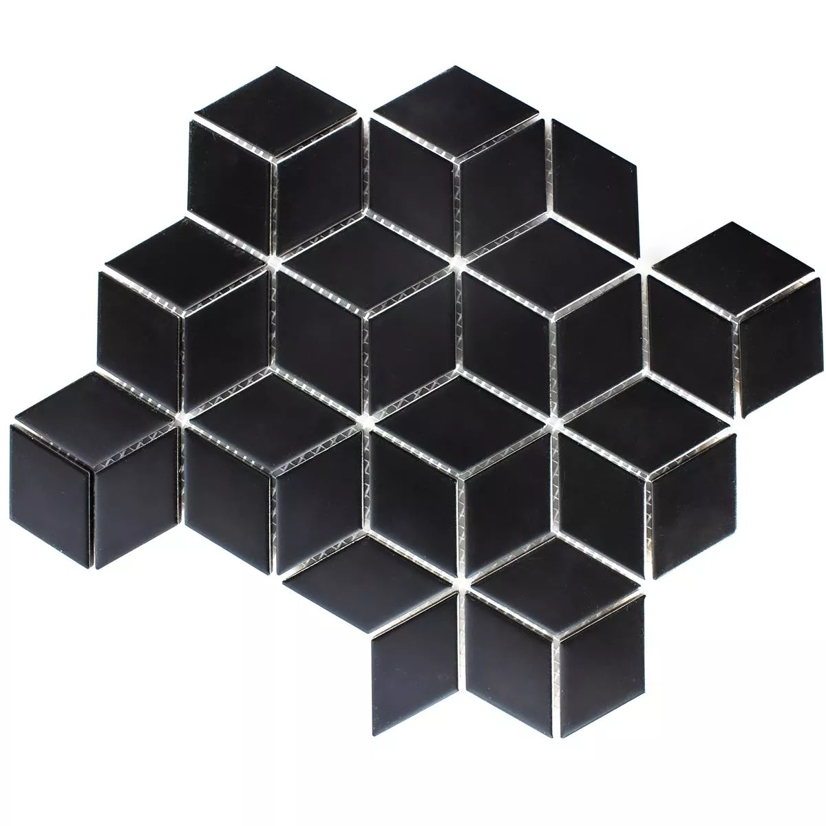 Sample Ceramic Mosaic Tiles Cavalier 3D Cube Mat Black