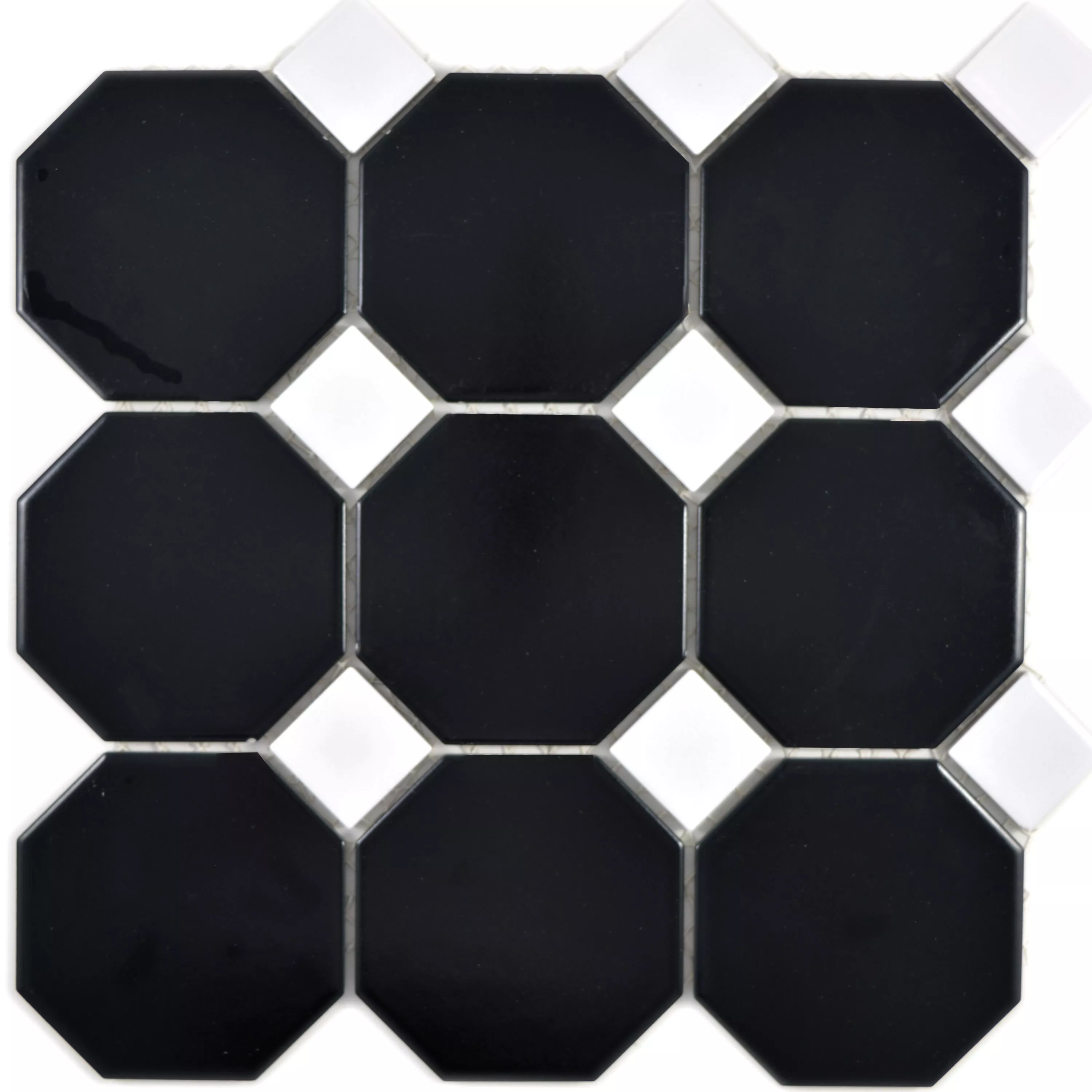 Sample Ceramic Mosaic Tiles Octagon Fürstenberg Black Blanc