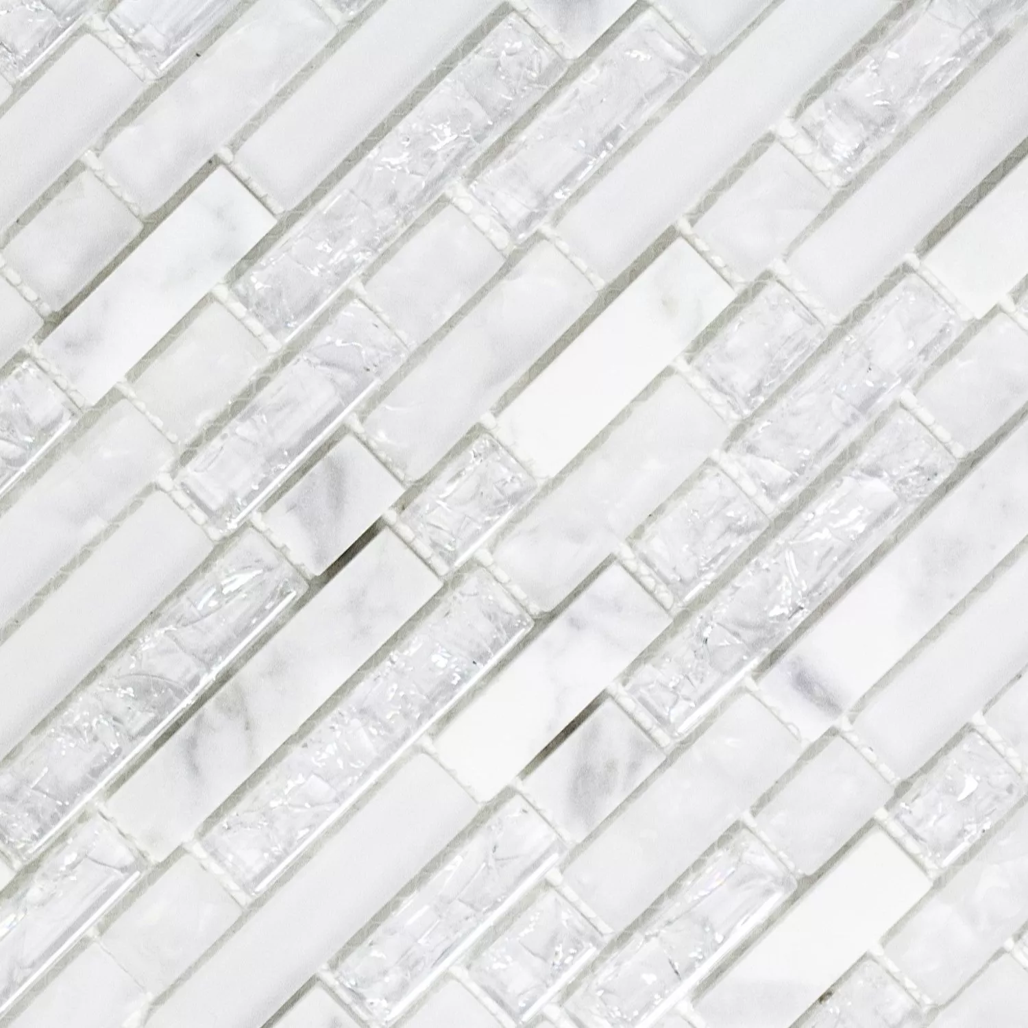 Sample Mosaic Tiles Glass Natural Stone SmoothBroken Glass White