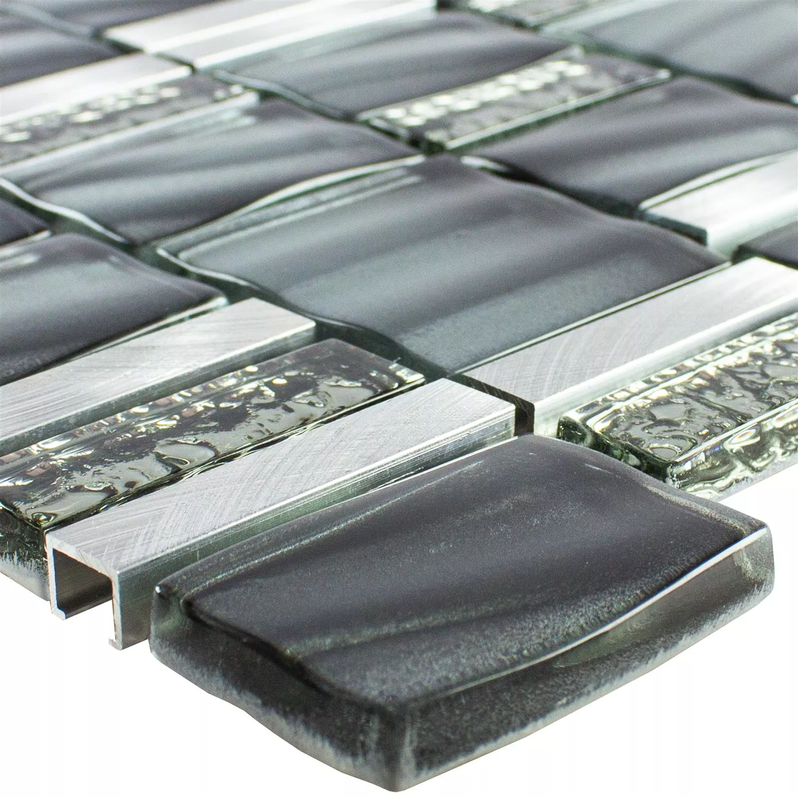 Glass Metal Mosaic Tiles Union Grey Silver Glass Metal Mosaic Tiles Union Grey Silver