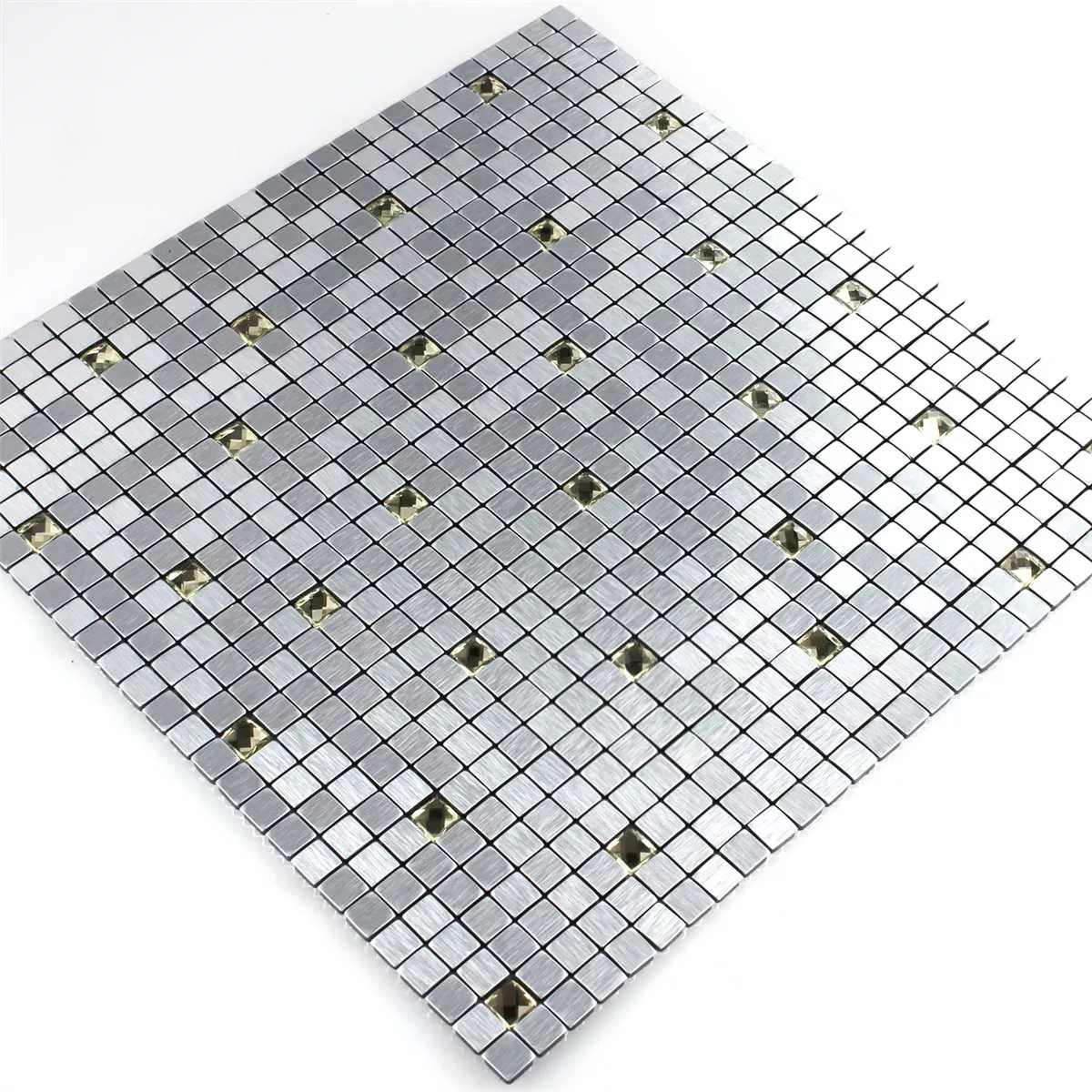 Mosaic Tiles Glass Metal Silver Gold Diamond 10x10x4mm