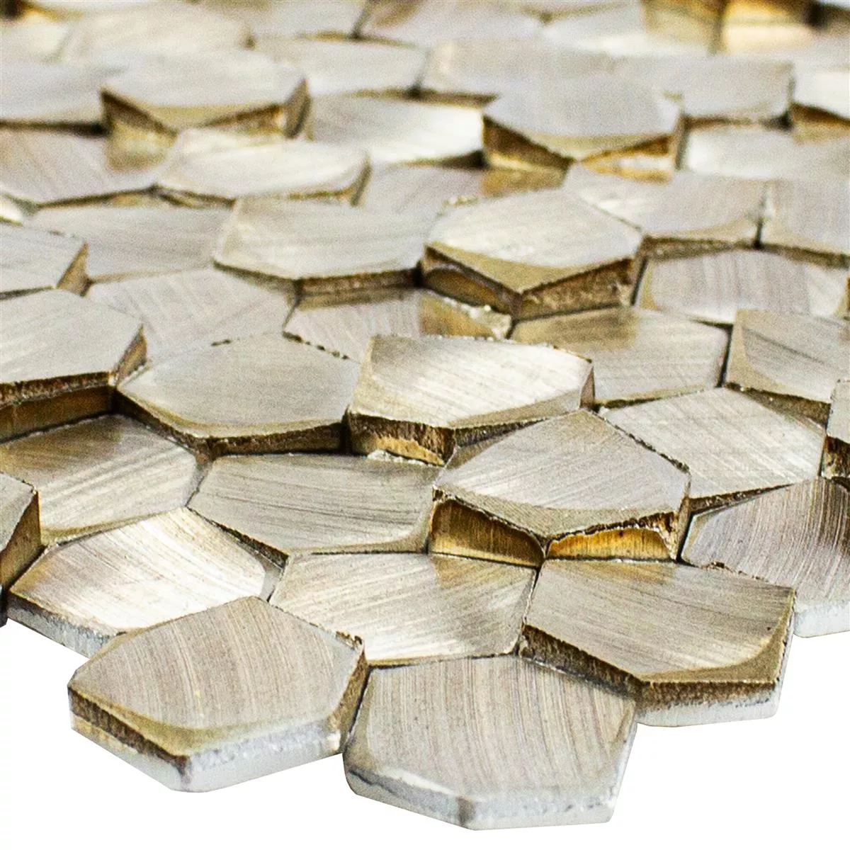 Sample Aluminium Metal Mosaic Tiles McAllen Gold