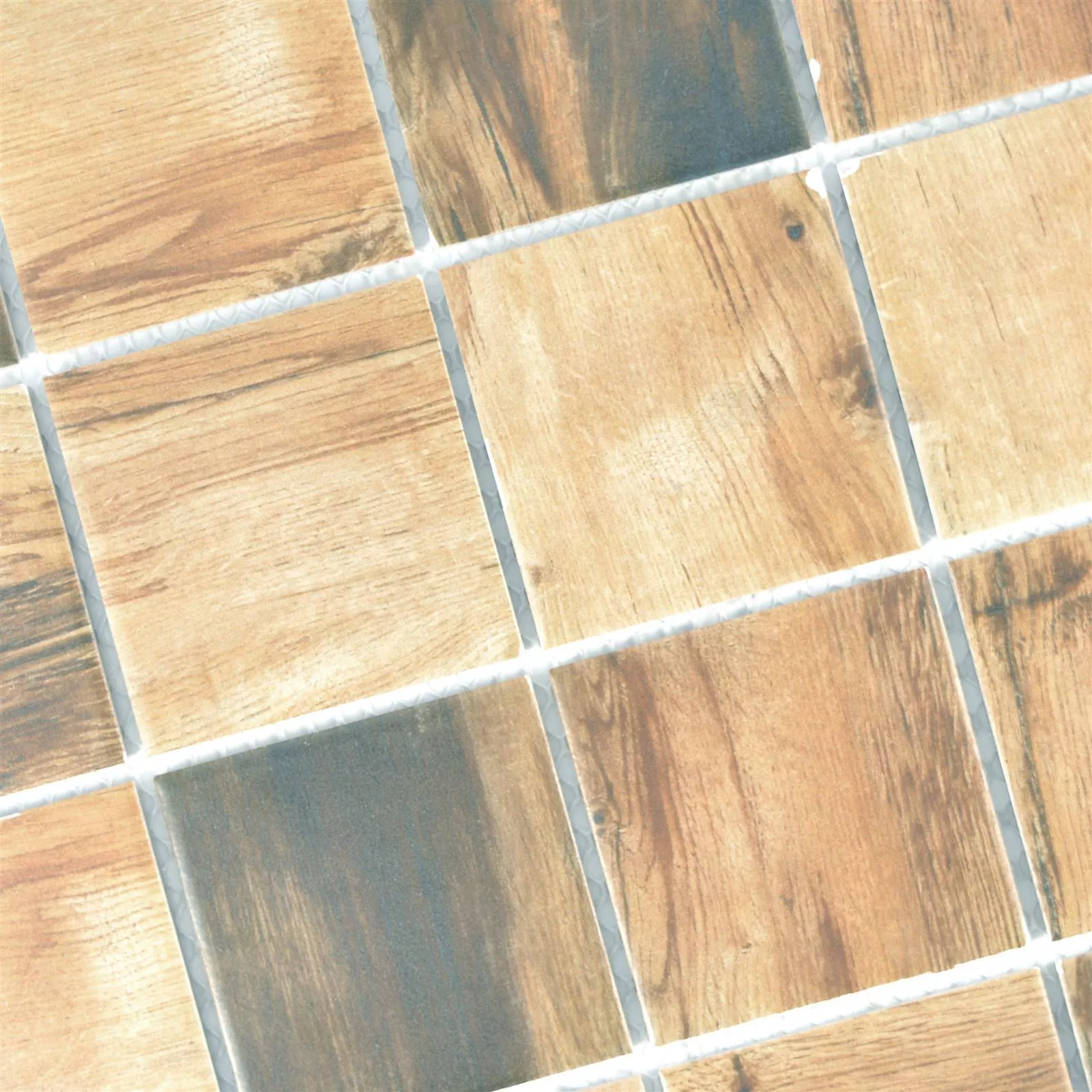 Sample Ceramic Wood Optic Mosaic Tiles Norfolk Brown Square