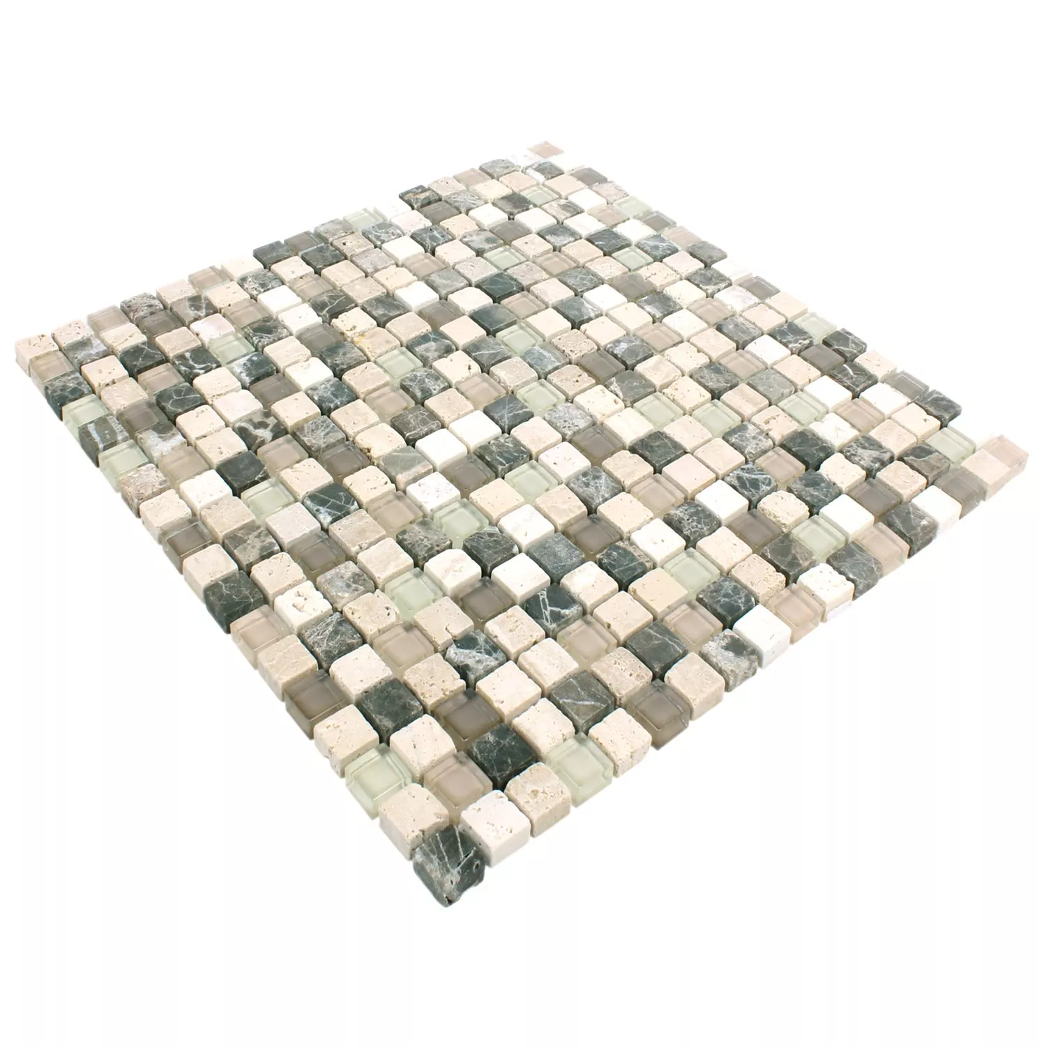 Mosaic Tiles Milos Glass Natural Stone Mix Brown Beige Quadrat